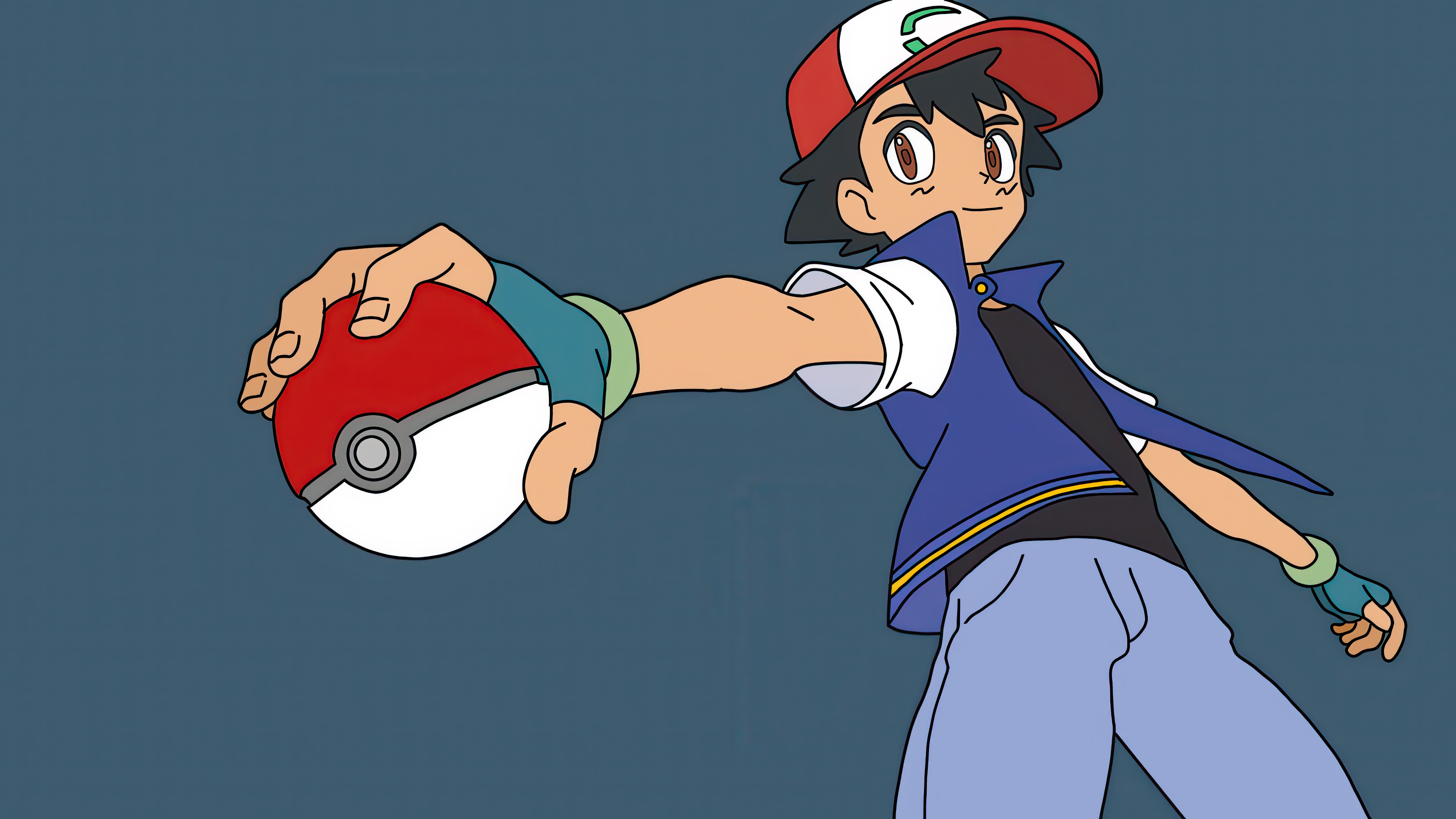Ash Ketchum Holding a Pokeball HD Wallpaper