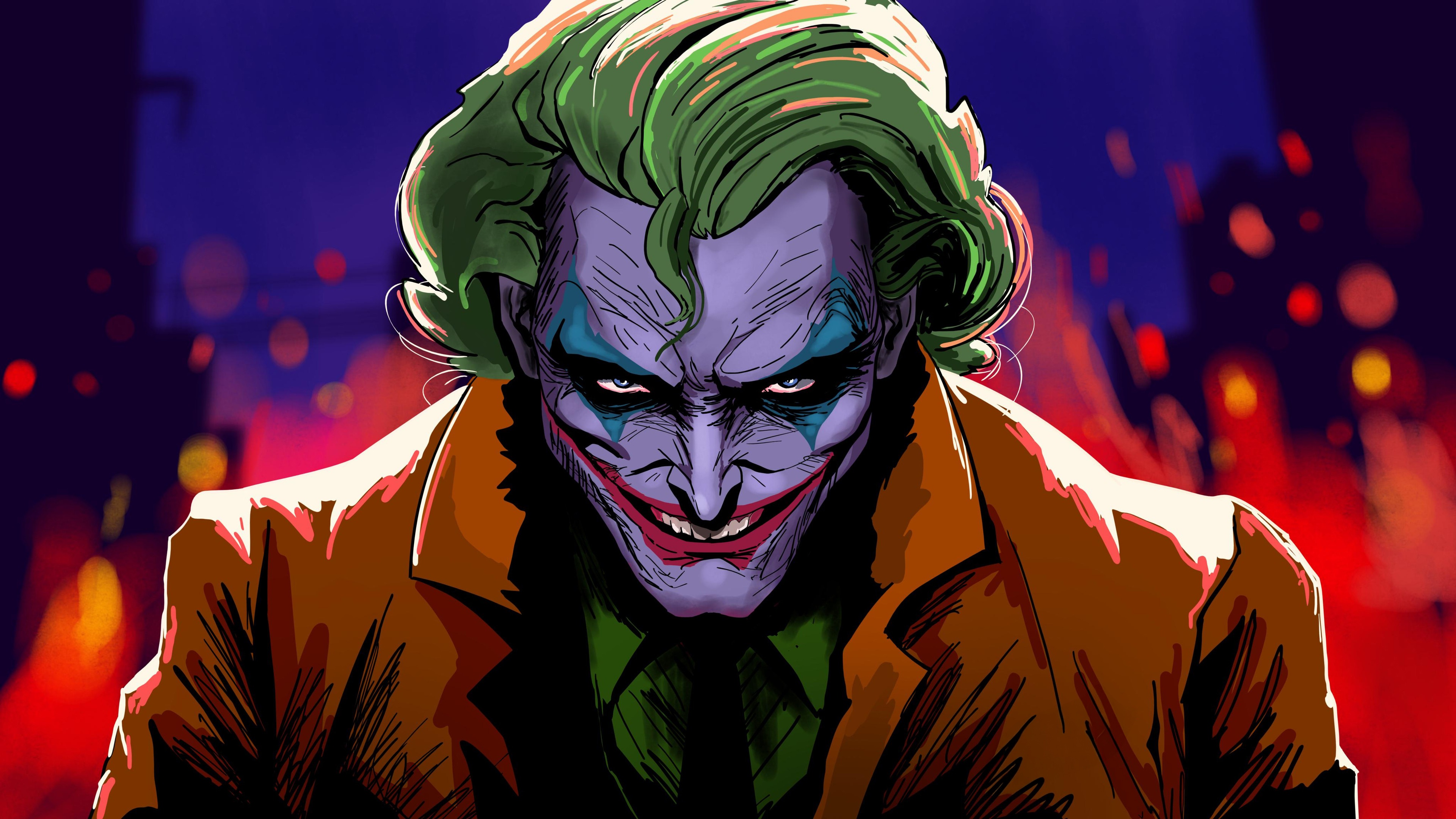 Outlaw Joker with green hair and orange jacket HD Wallpaper