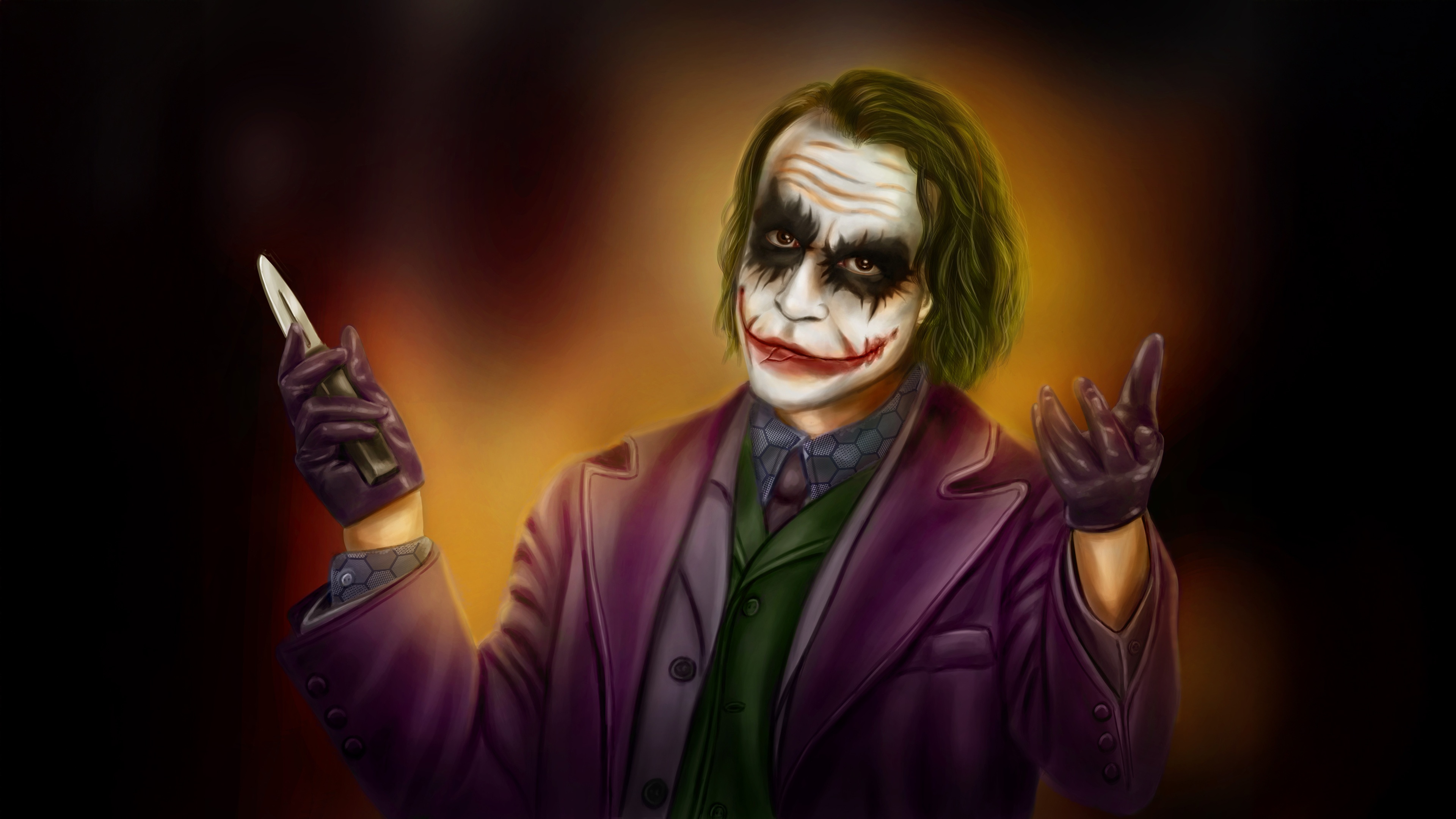 The Joker holding a knife HD Wallpaper