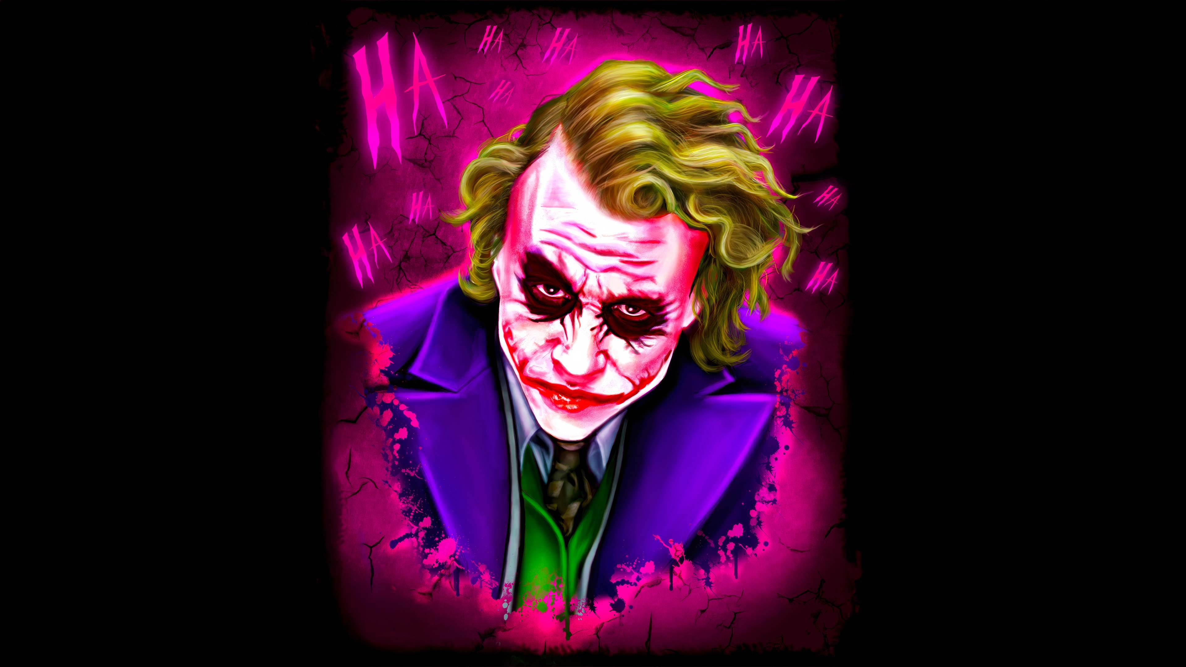 The Joker with "HA" scribbled in the background HD Wallpaper