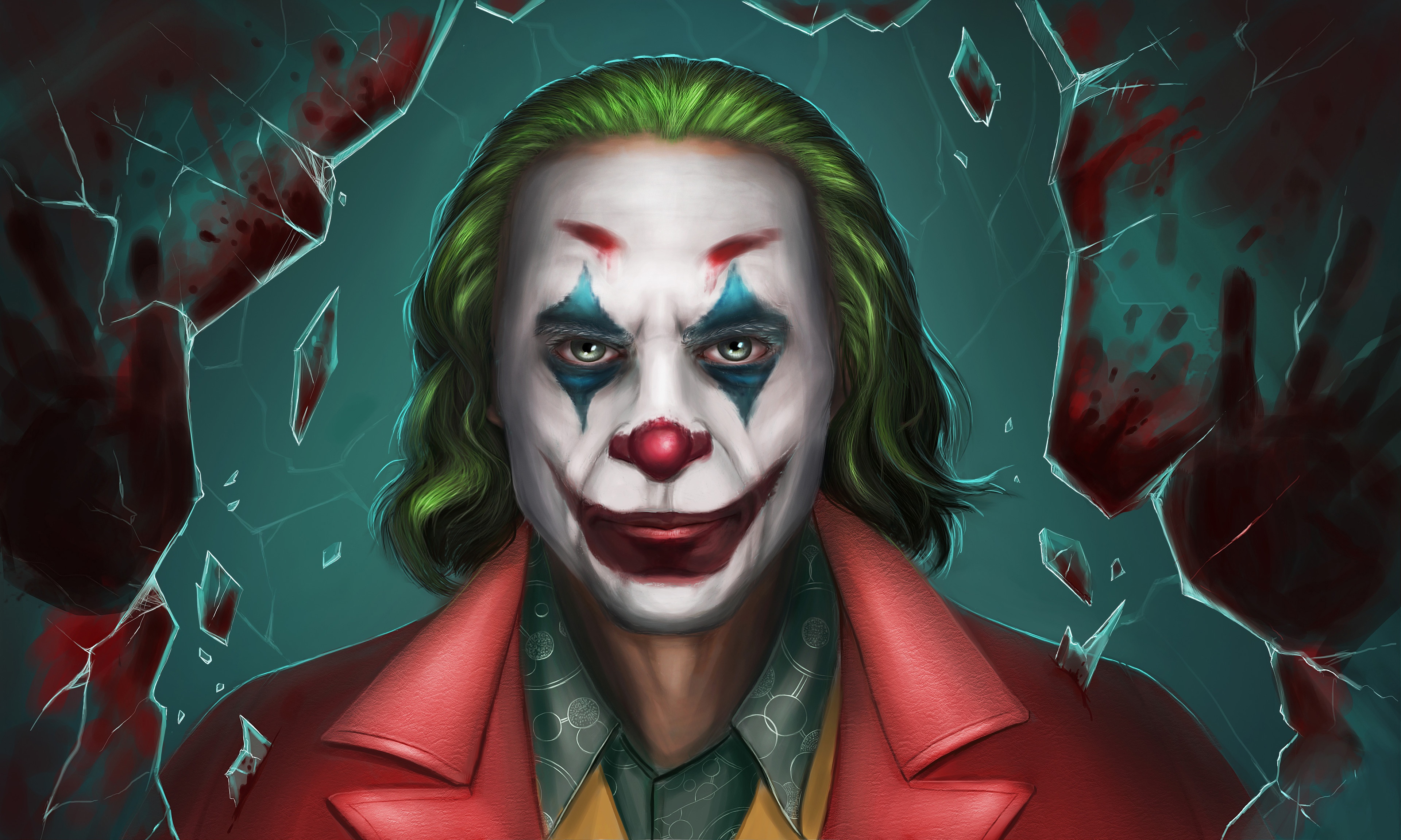 The Joker with bloody broken glass HD Wallpaper