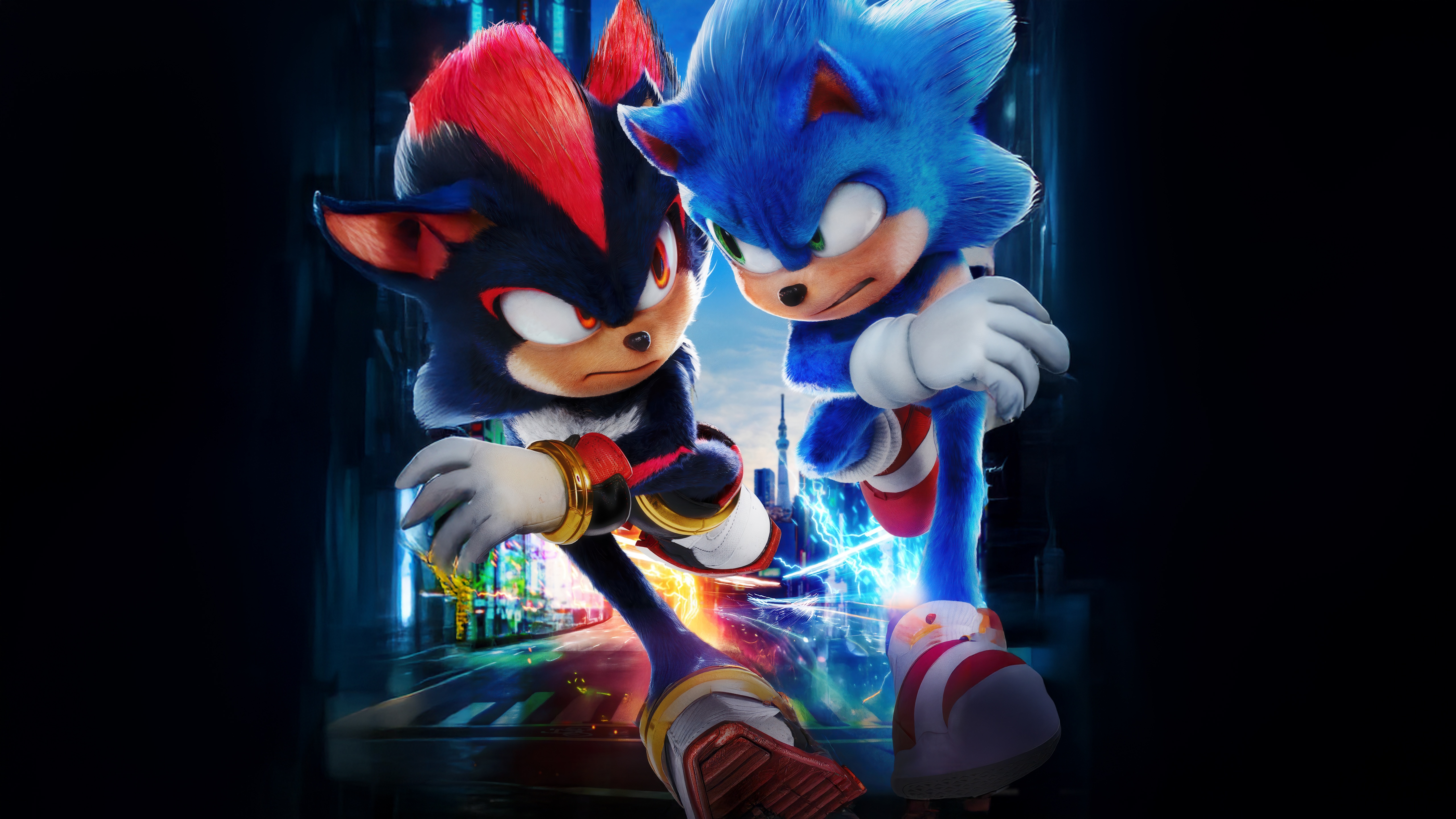 Sonic the Hedgehog 3 Poster with Sonic and Shadow HD Wallpaper