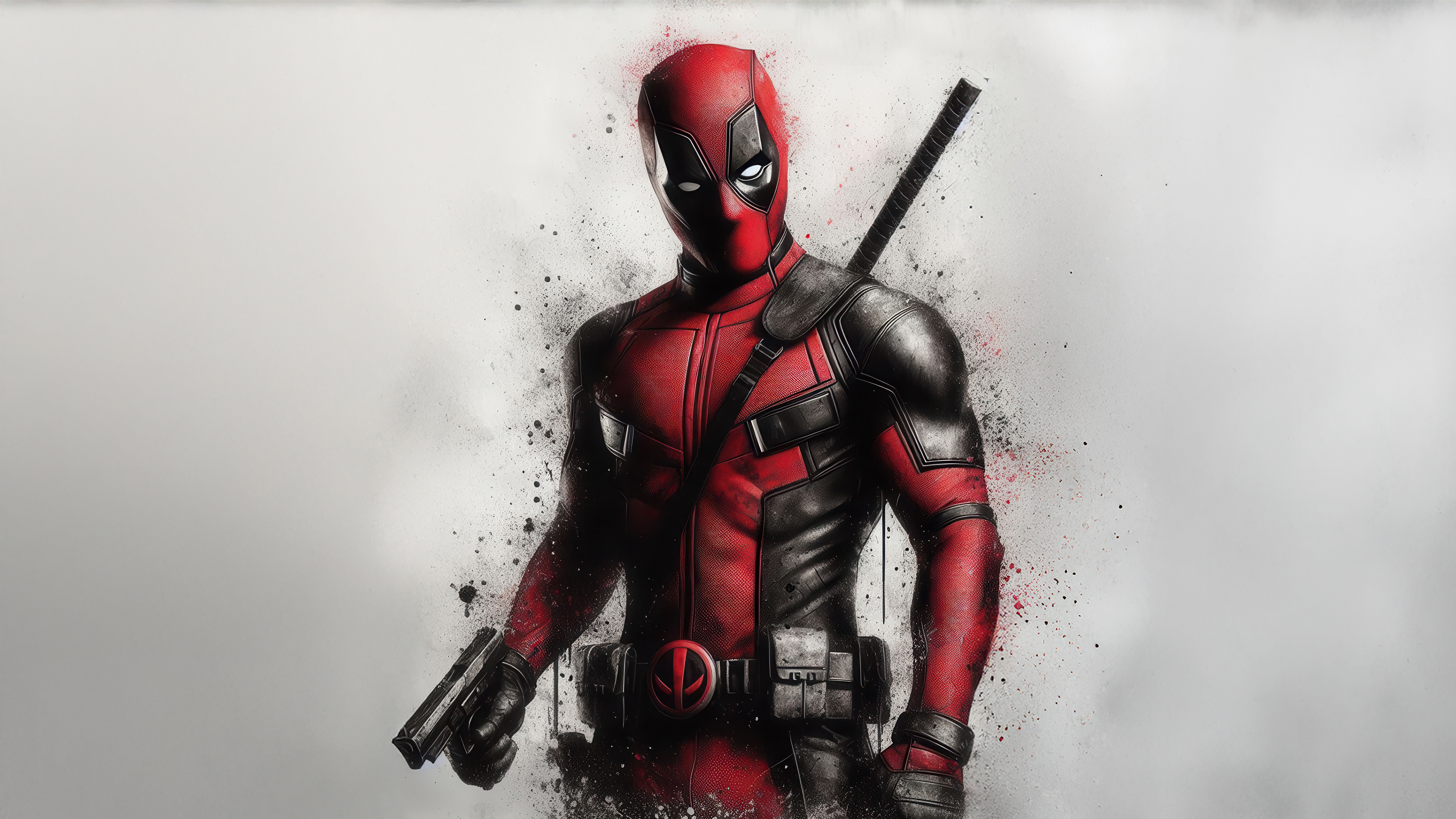 Deadpool with Katana and Gun HD Wallpaper