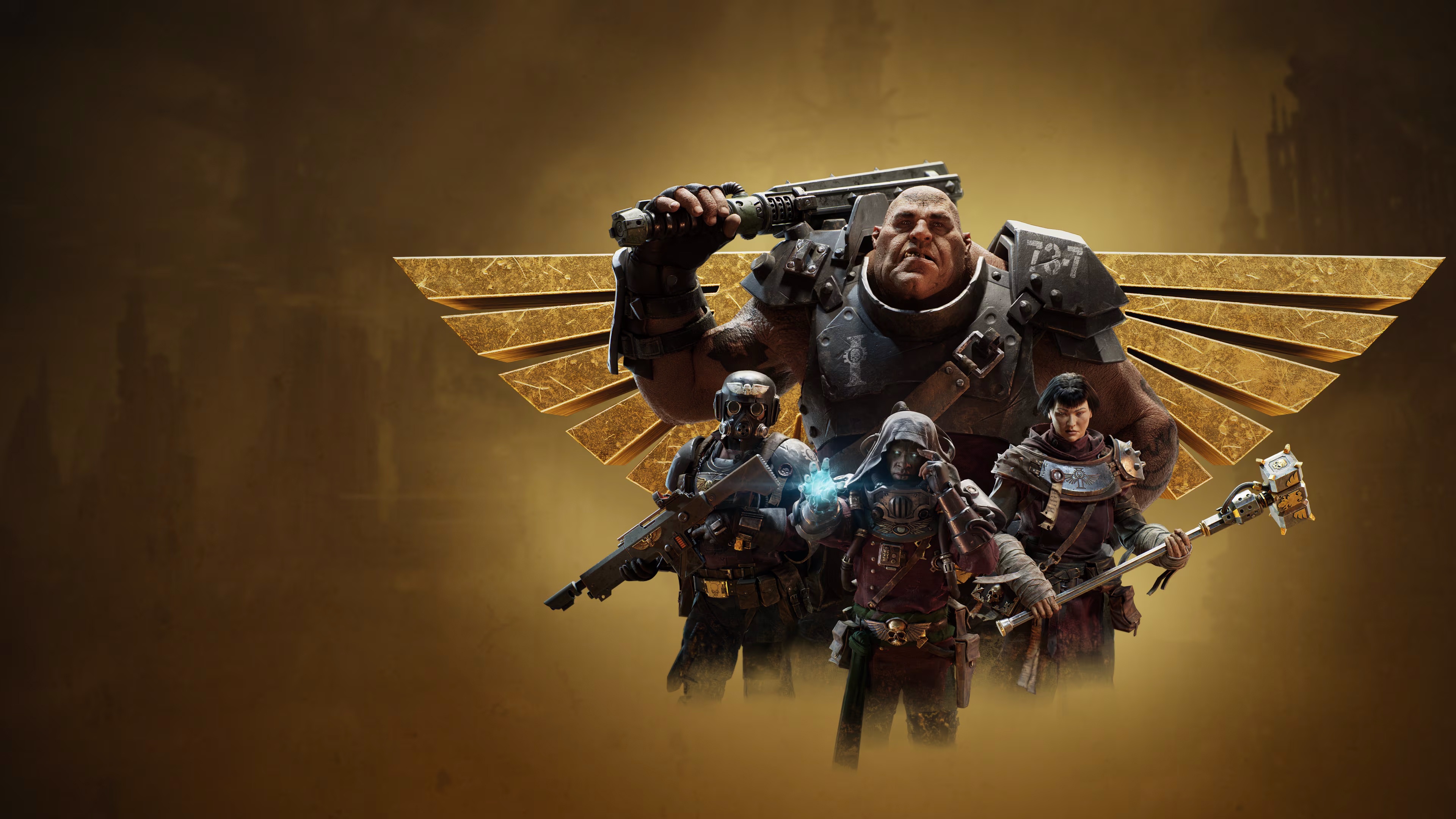 Warhammer 40000 Darktide characters with Imperial Aquila HD Wallpaper