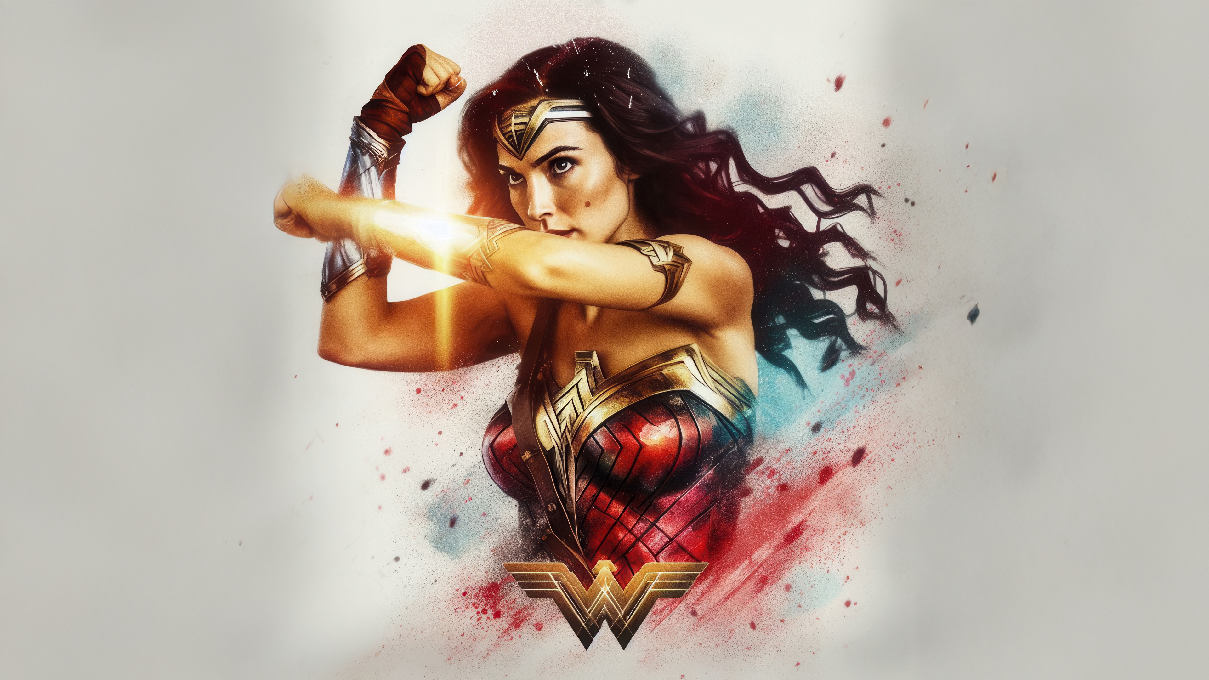 Wonder Woman striking a pose with her bracelets HD Wallpaper