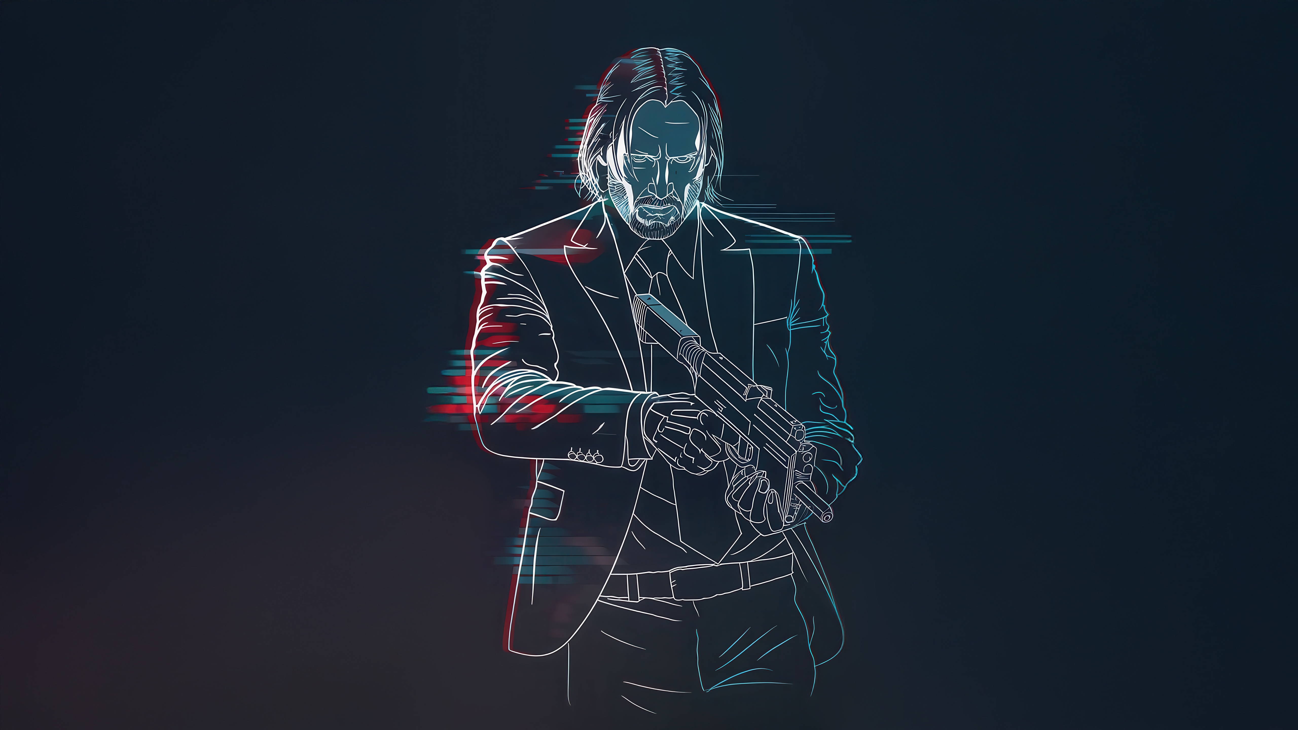 John Wick holding a gun with glitch effect HD Wallpaper
