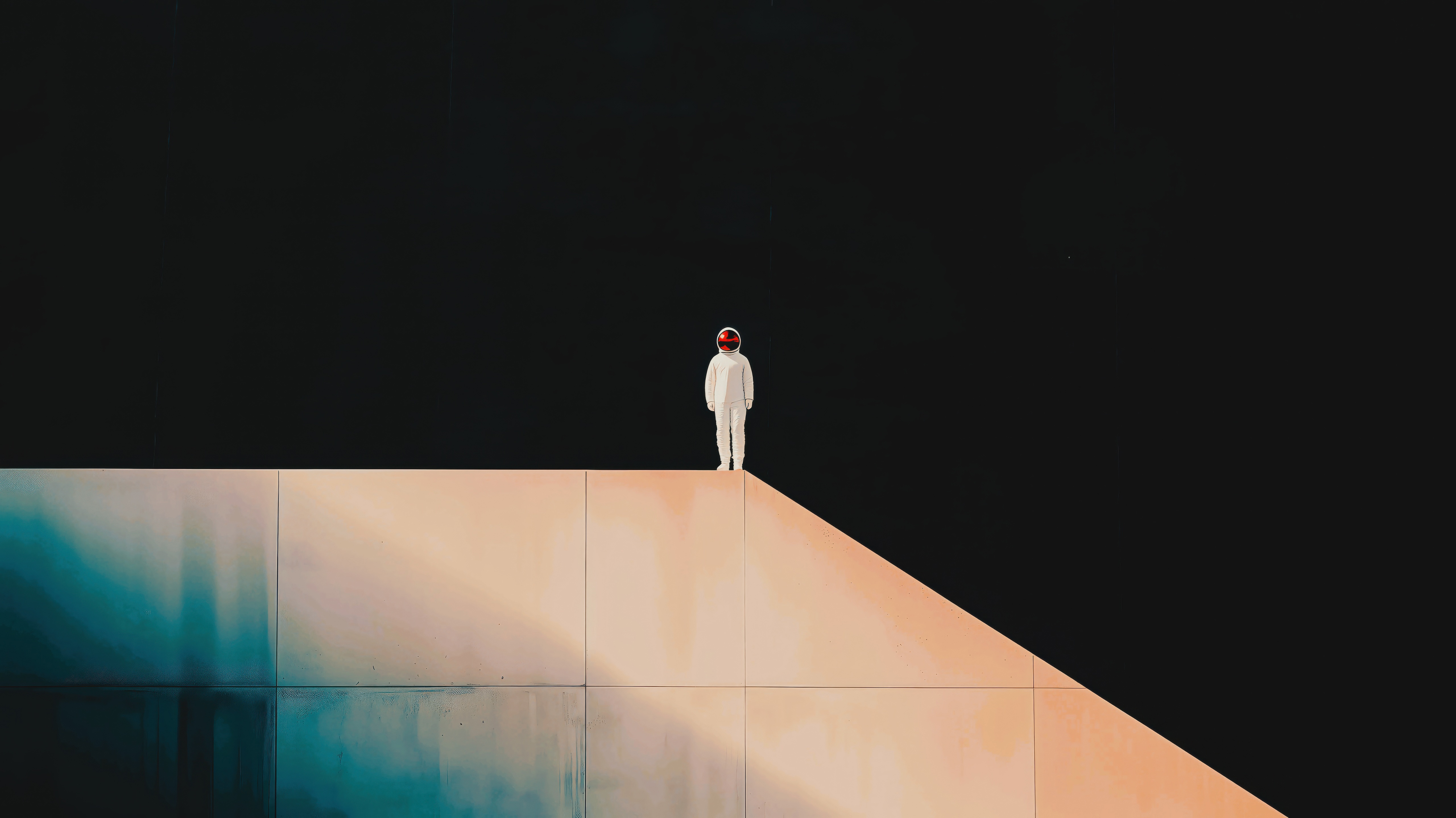 Astronaut standing on a ledge HD Wallpaper