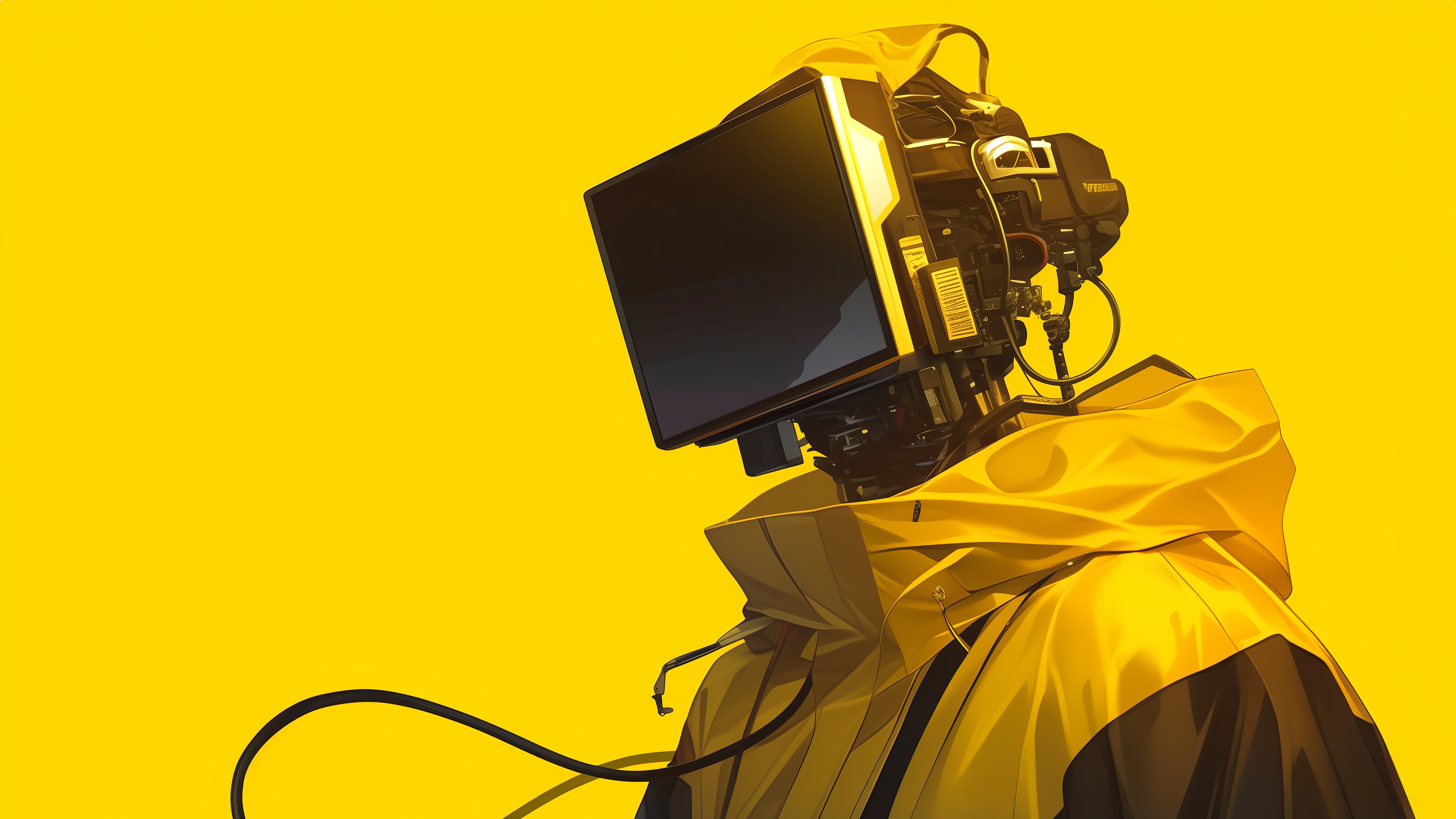 Monitor Boy in Yellow Raincoat HD Wallpaper