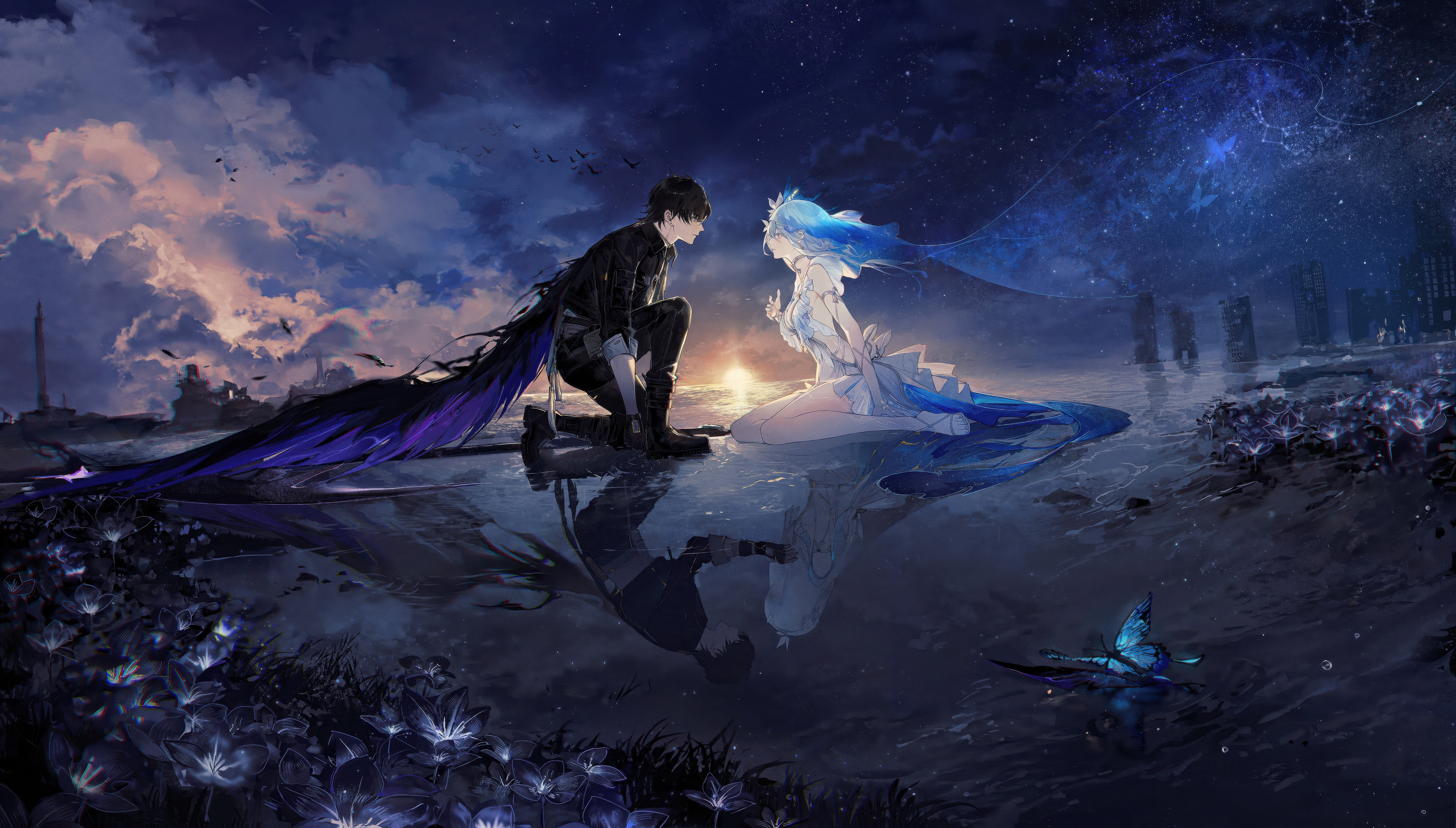 Shorekeeper from Wuthering Waves by a starry sea HD Wallpaper