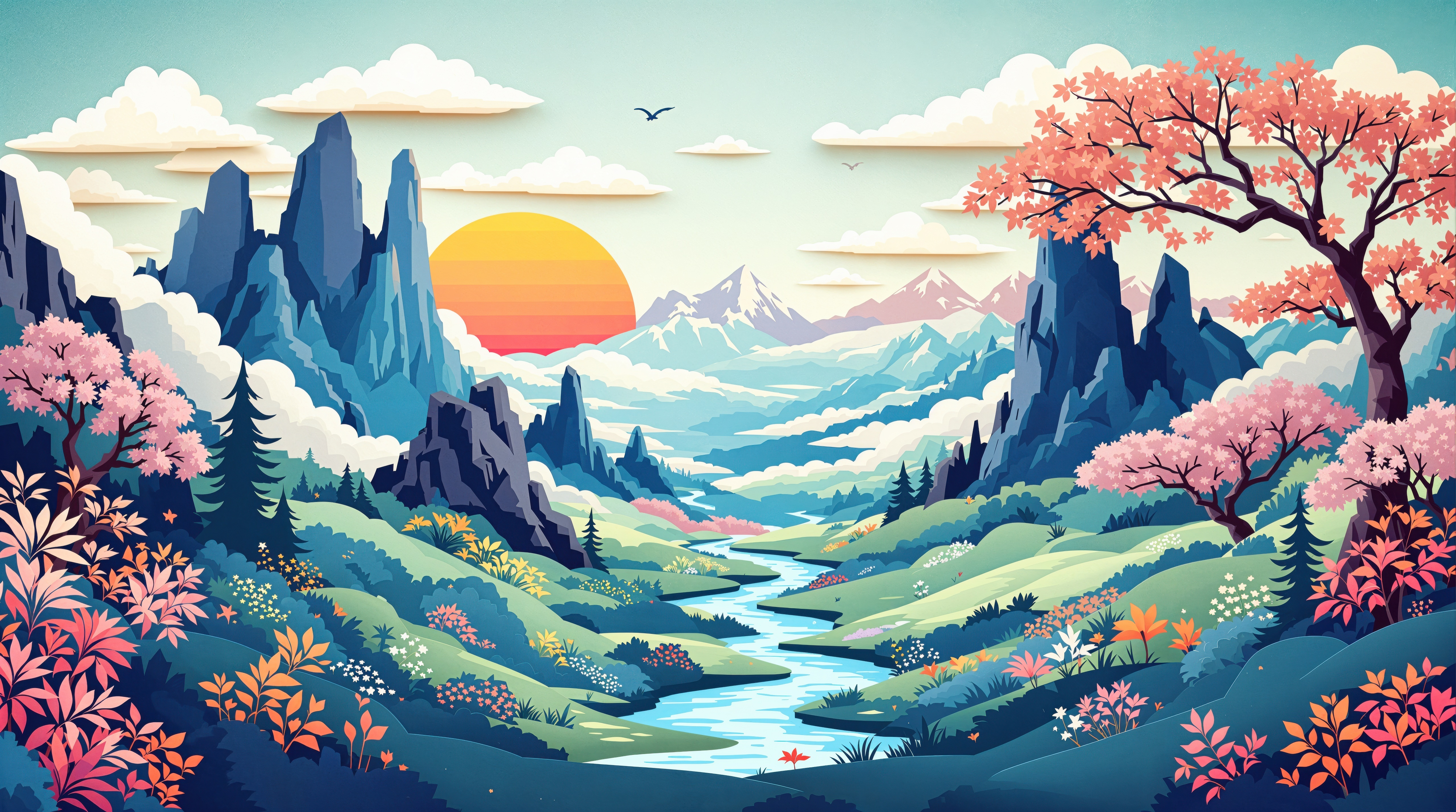 Enchanted Valley A Dreamlike Scene HD Wallpaper