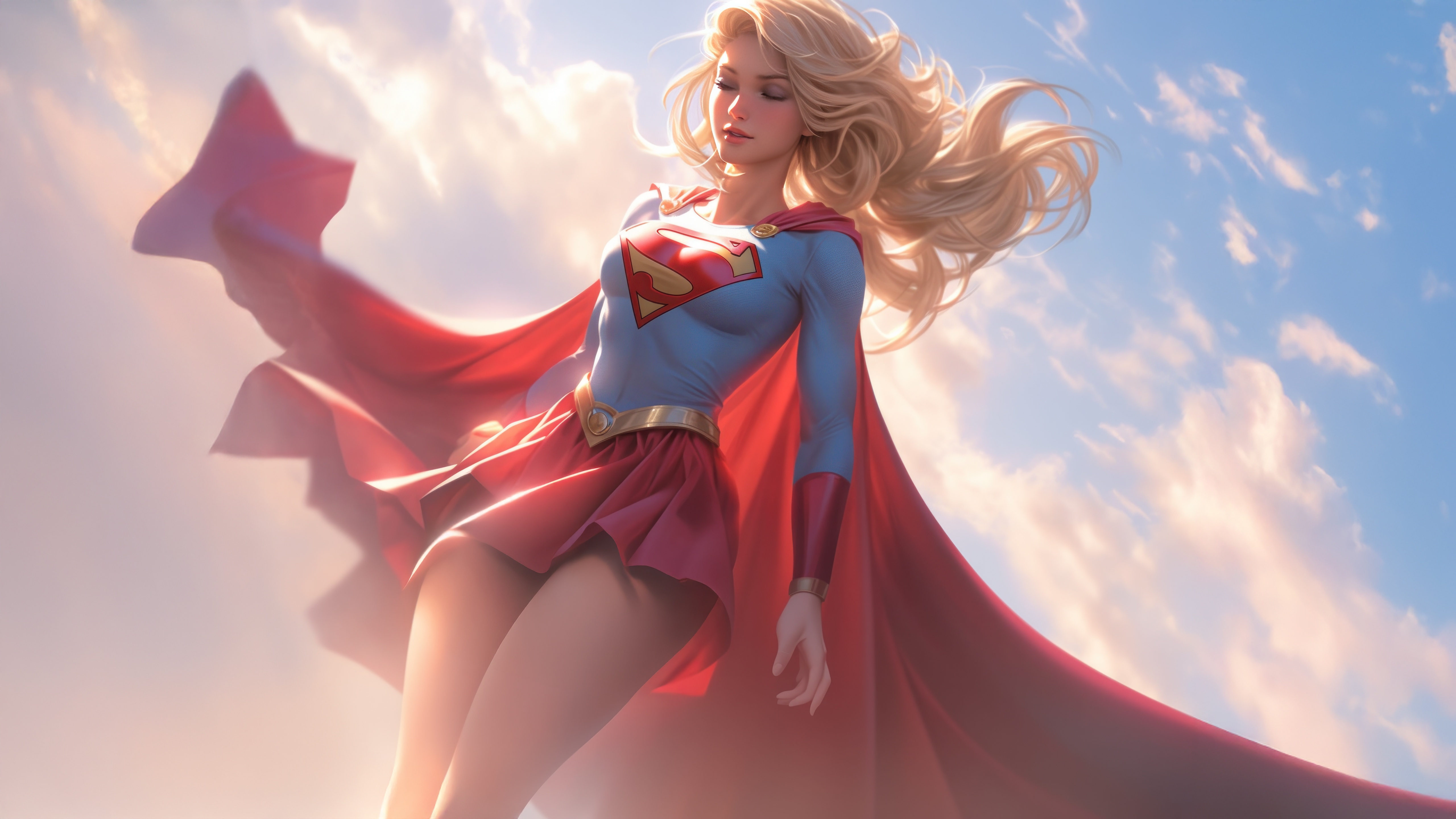 Supergirl Soars Through the Sky HD Wallpaper