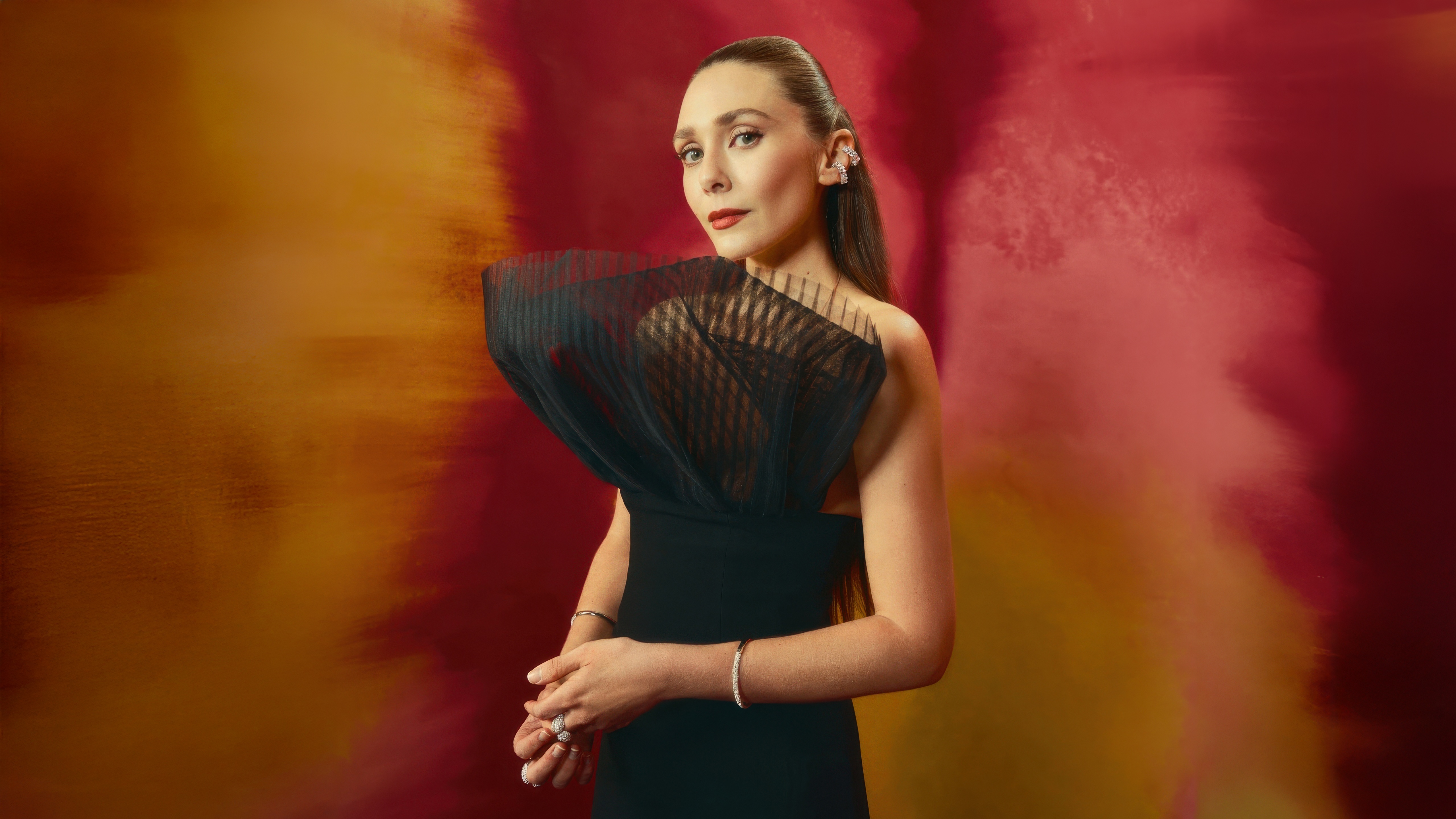 Elizabeth Olsen Academy Museum Gala Portraits 2024 HD Wallpaper