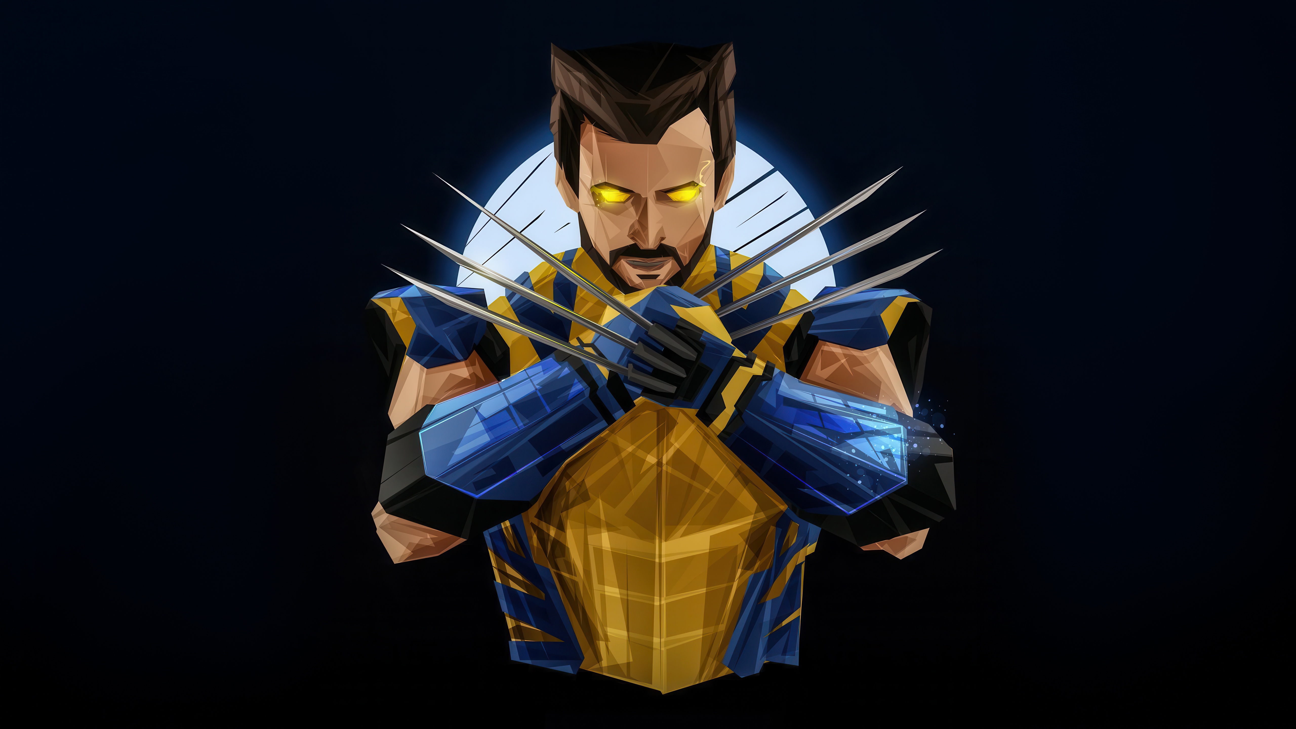 Wolverine with Adamantium Claws and Yellow and Blue Suit HD Wallpaper