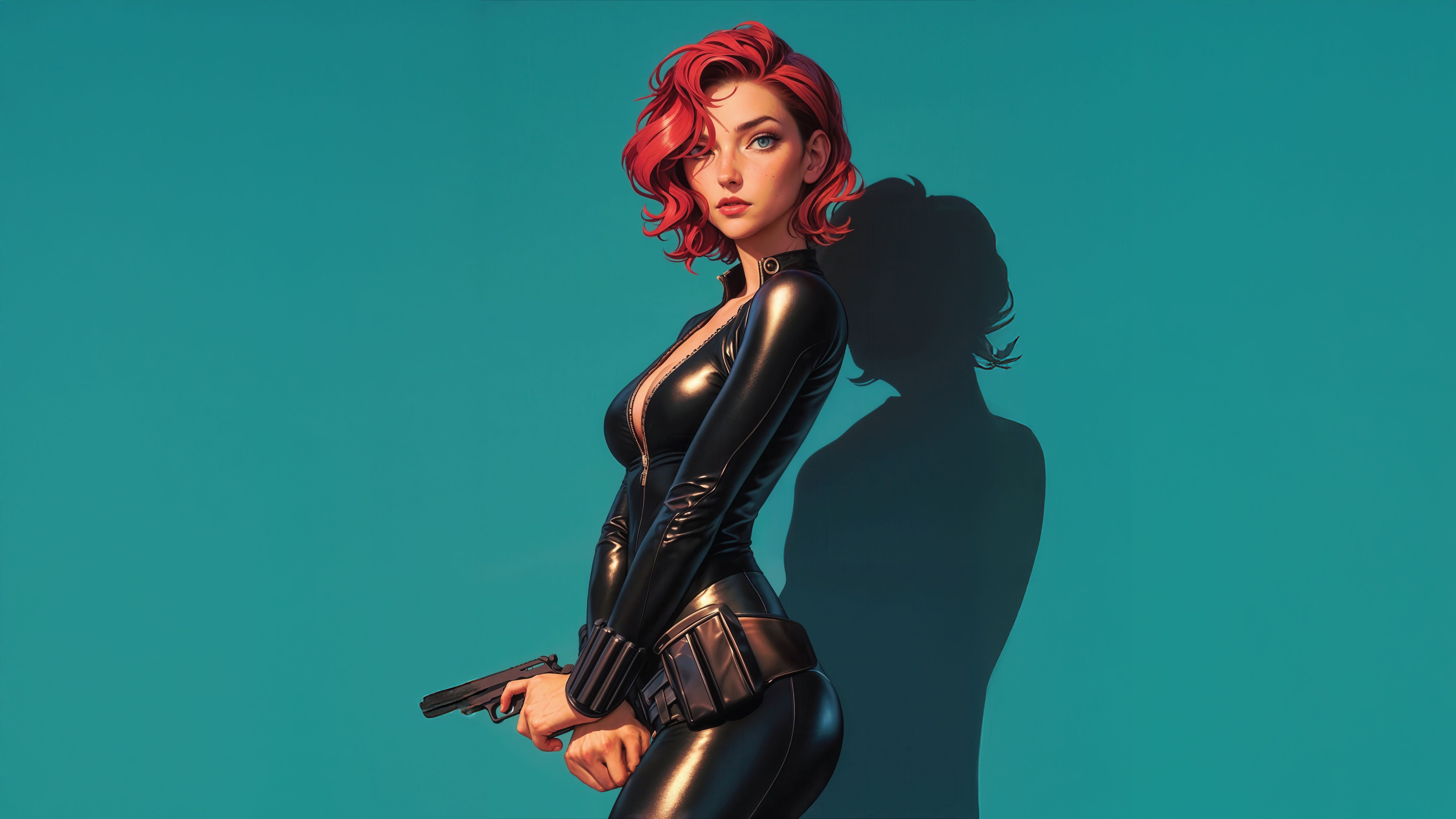 Black Widow holding a gun HD Wallpaper