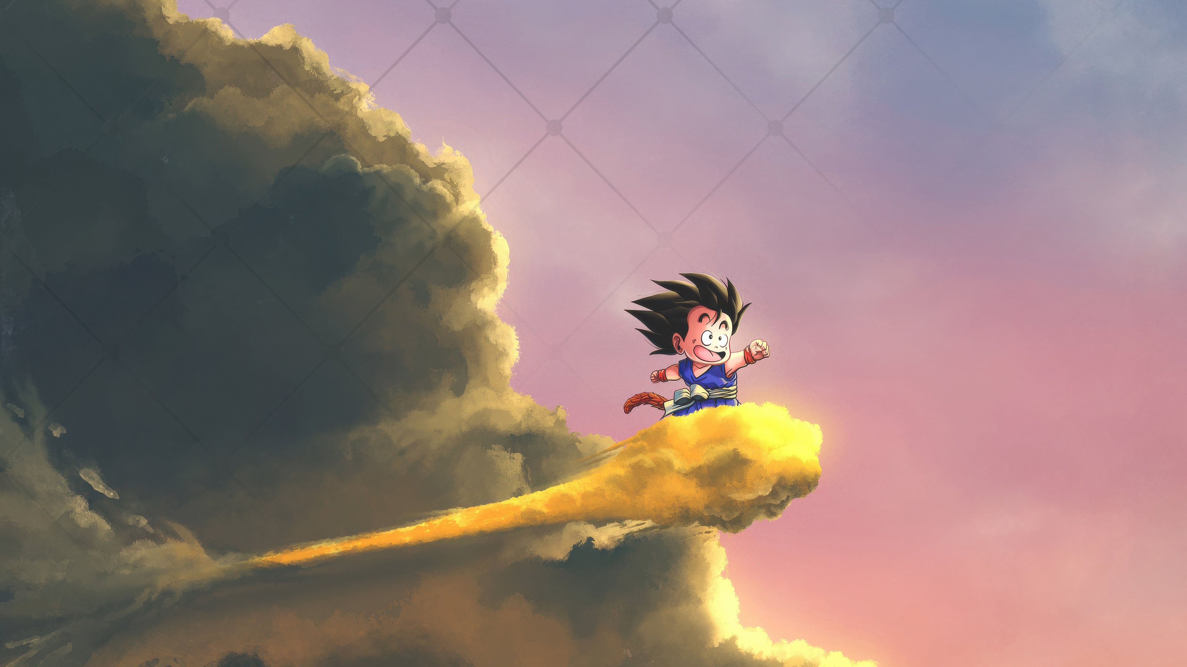 Goku Riding the Flying Nimbus Cloud HD Wallpaper