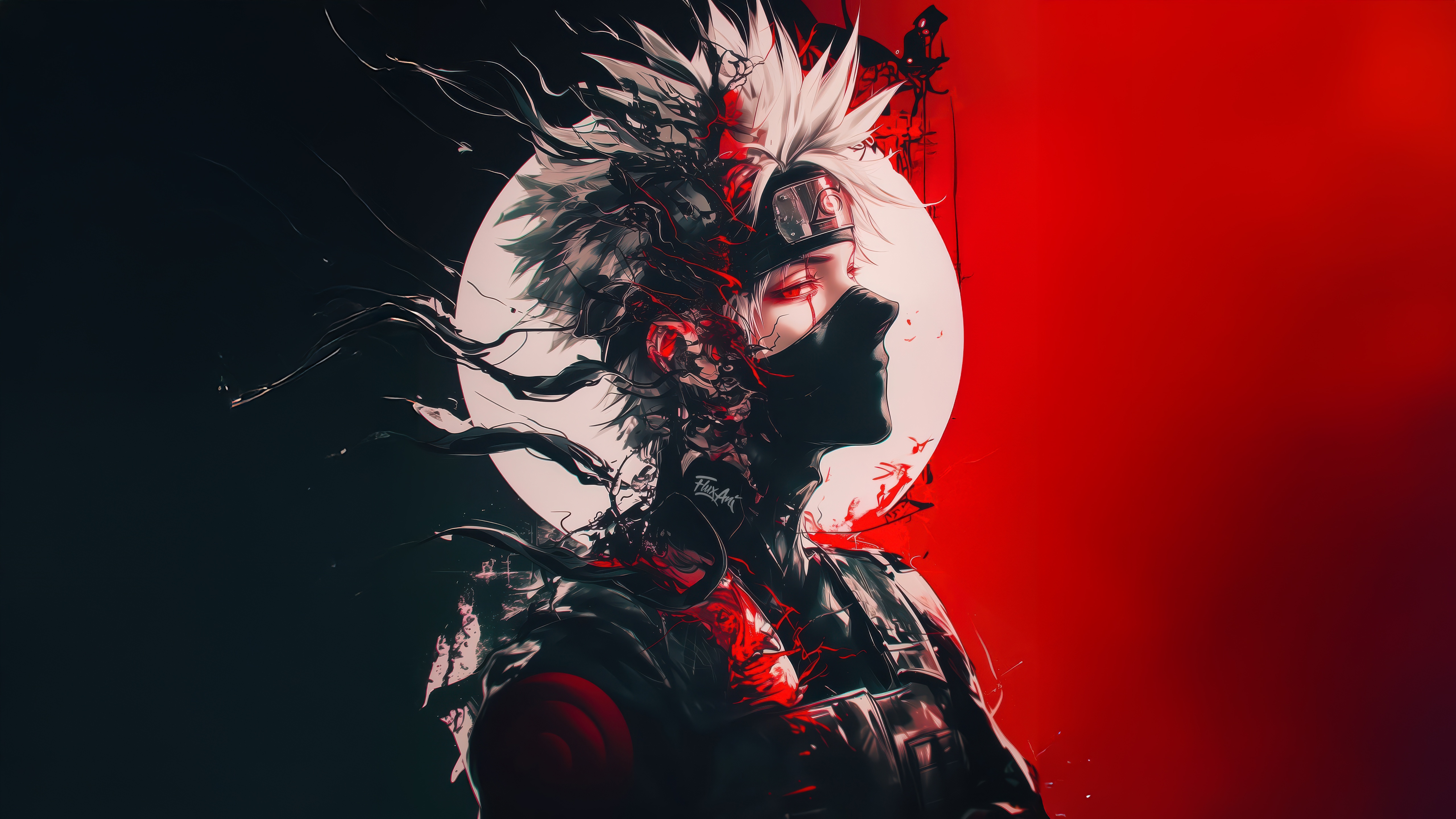 Master Kakashi Hatake with a red and black background HD Wallpaper