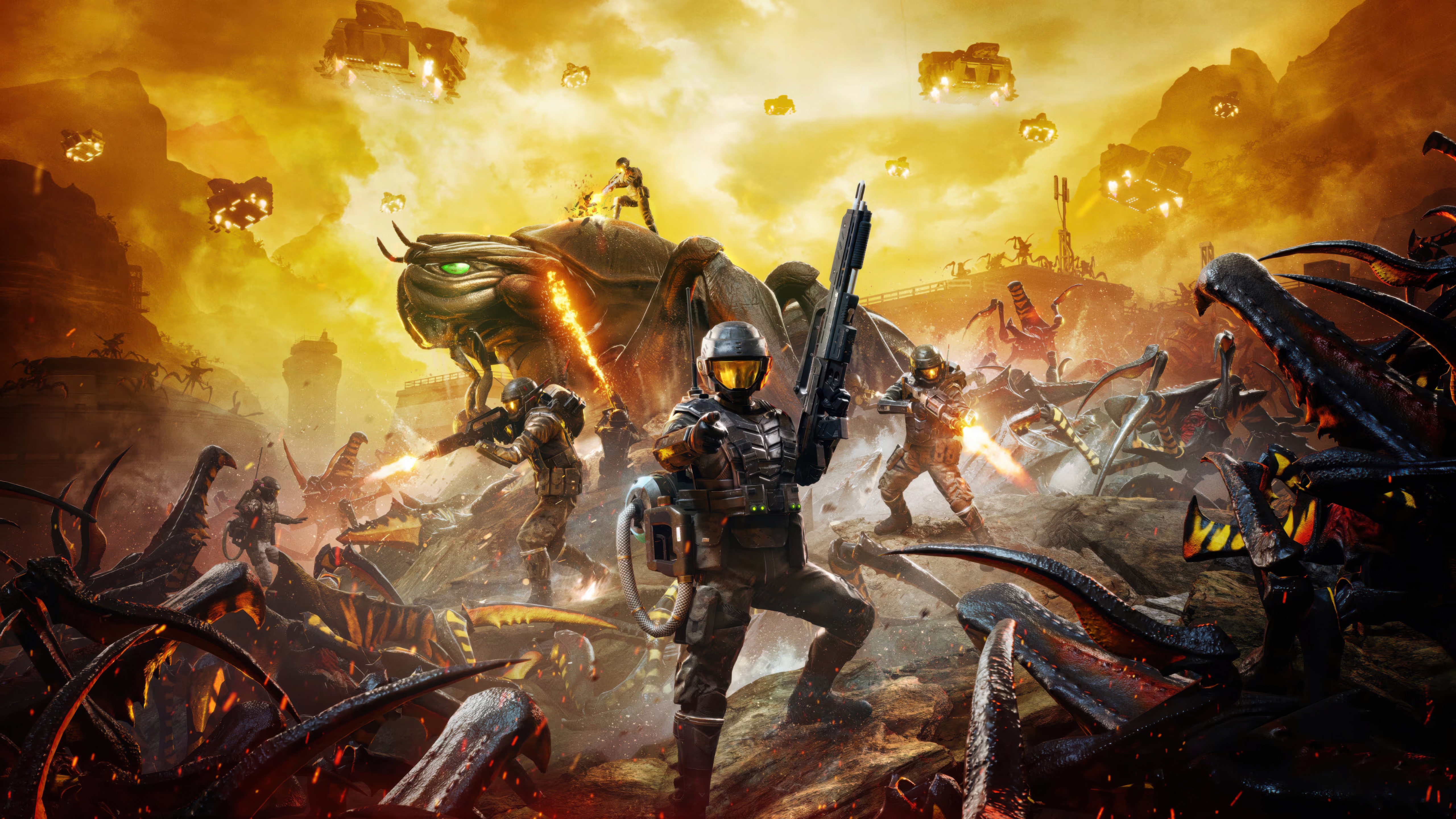 Starship Troopers Extermination: Soldiers fight alien bugs HD Wallpaper