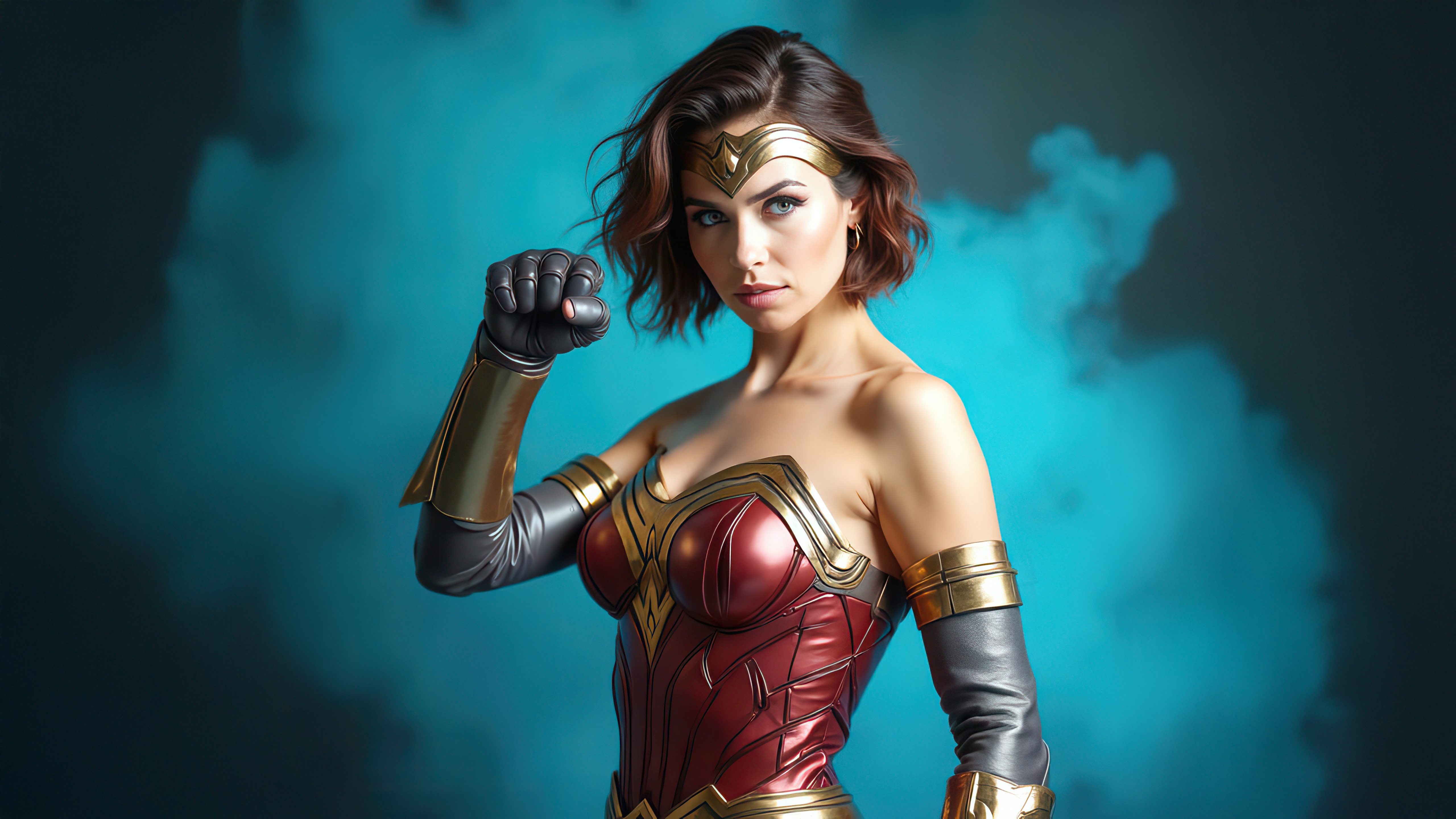 Wonder Woman with fist raised HD Wallpaper