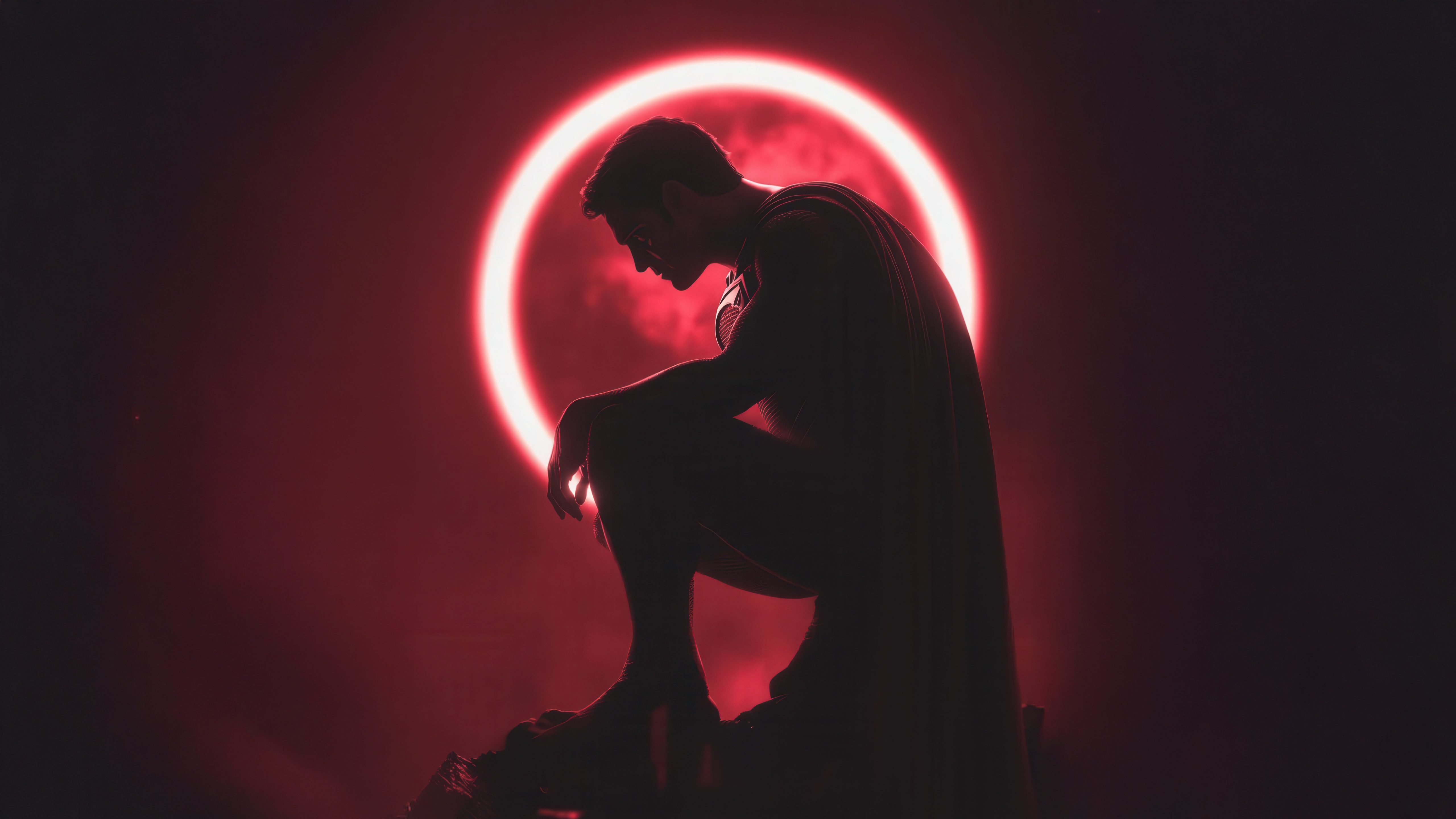 Superman in front of a red ring HD Wallpaper