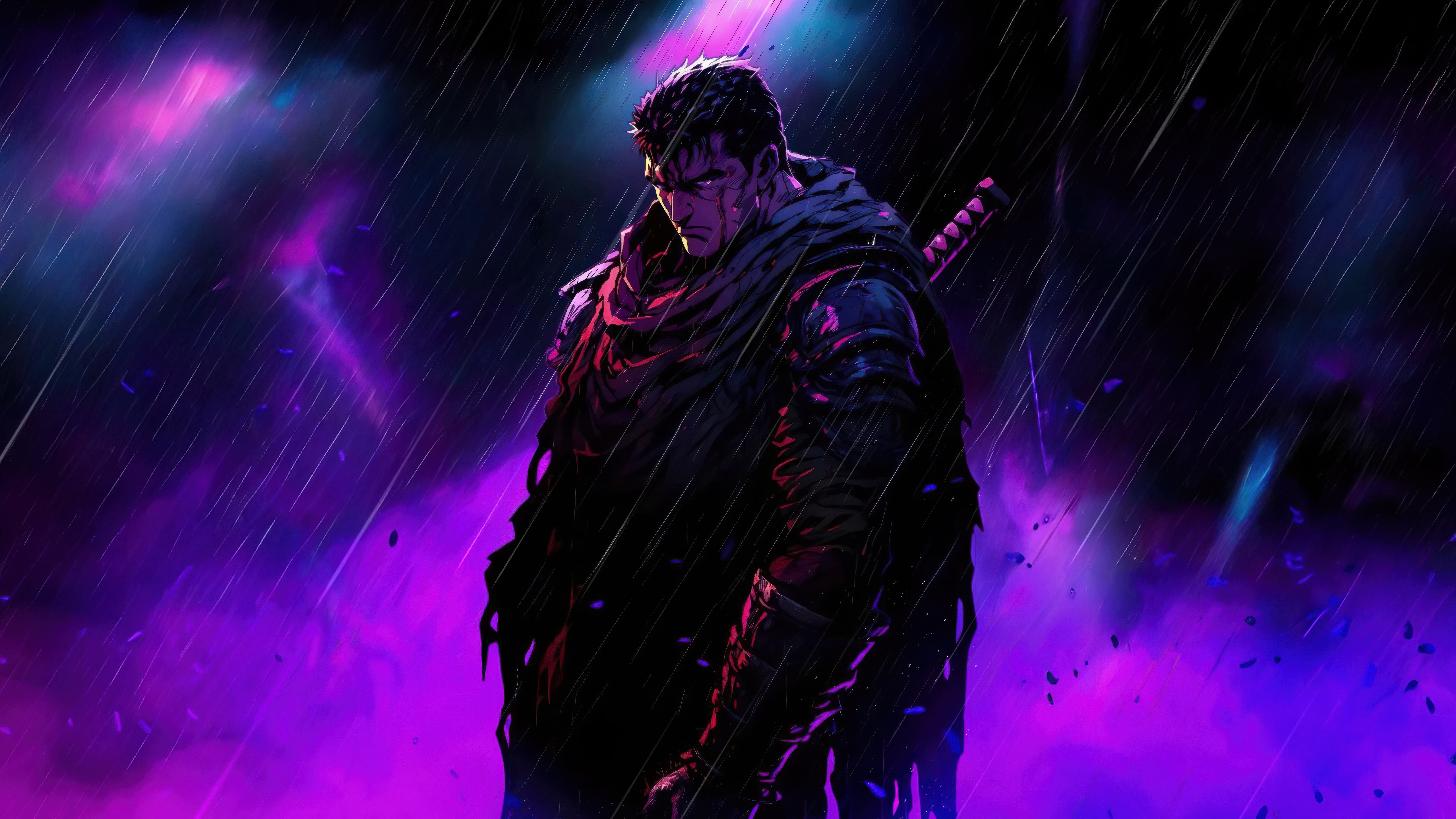 Guts from Berserk in the rain HD Wallpaper