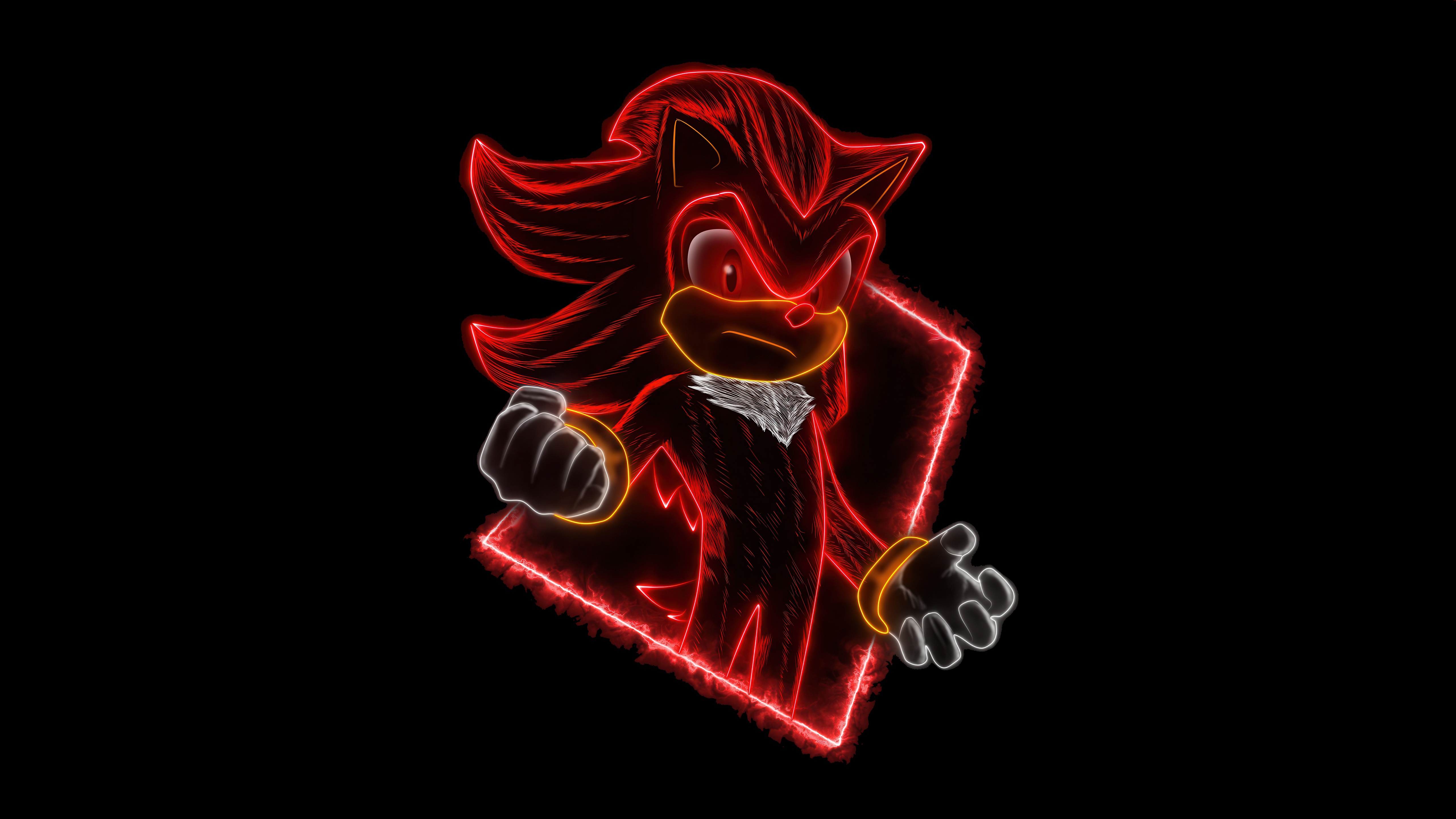 Shadow the Hedgehog with Neon Red Outline HD Wallpaper