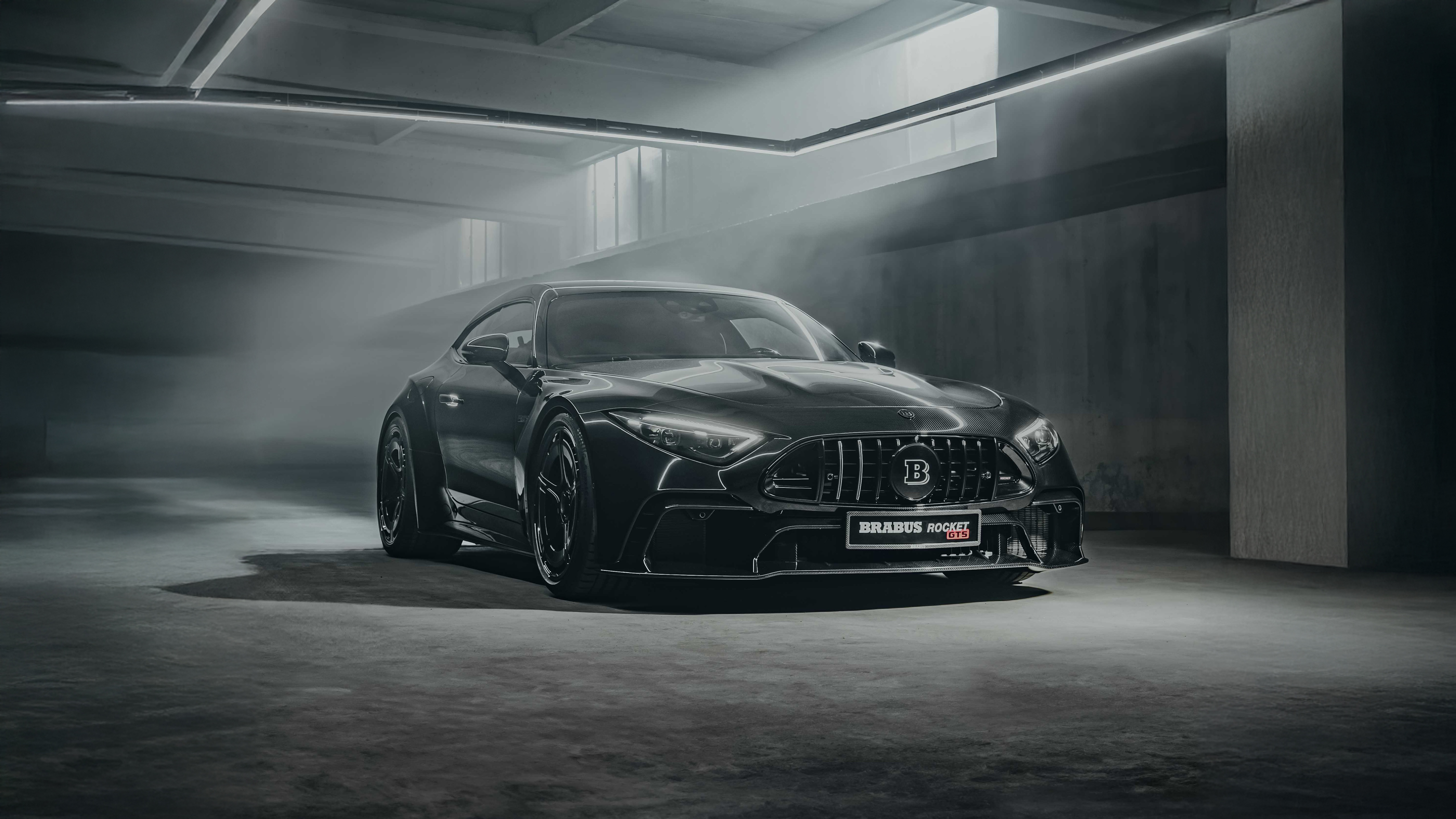 Brabus Rocket Gts in a dimly lit garage HD Wallpaper