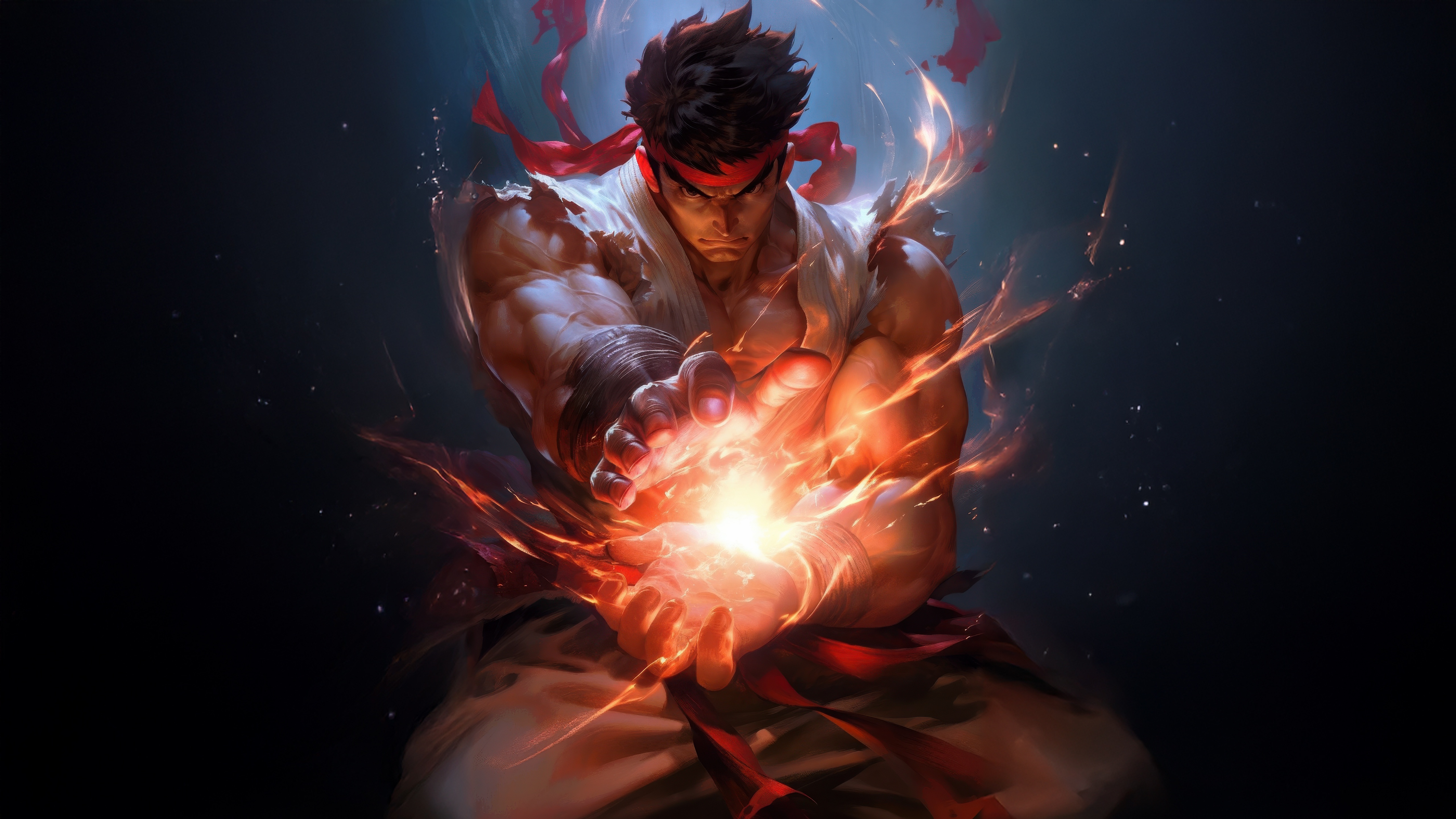 Ryu from Street Fighter 6 charging Hadoken HD Wallpaper