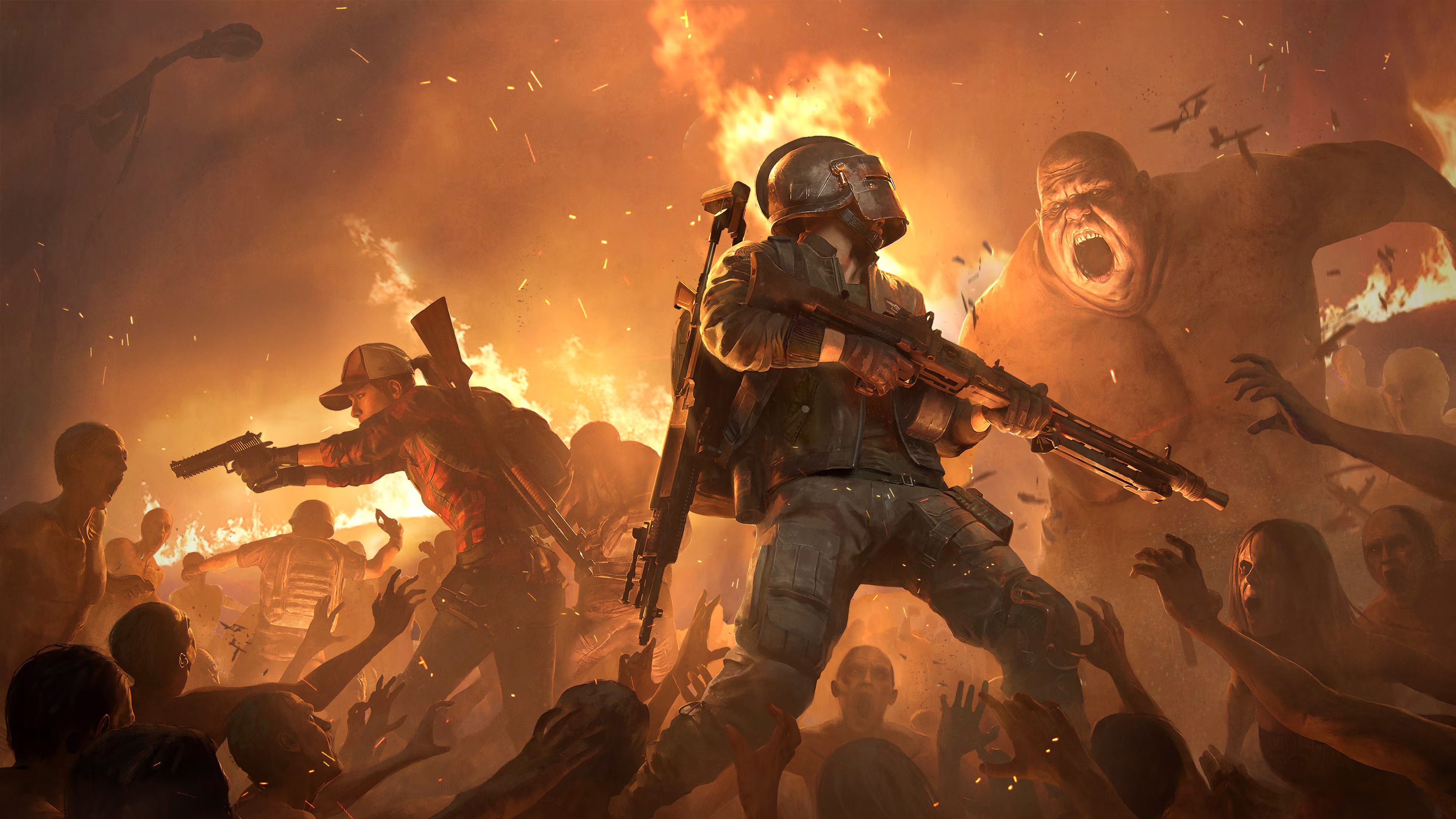 Pubg Battlegrounds: Survivors fight zombies and a giant monster HD Wallpaper