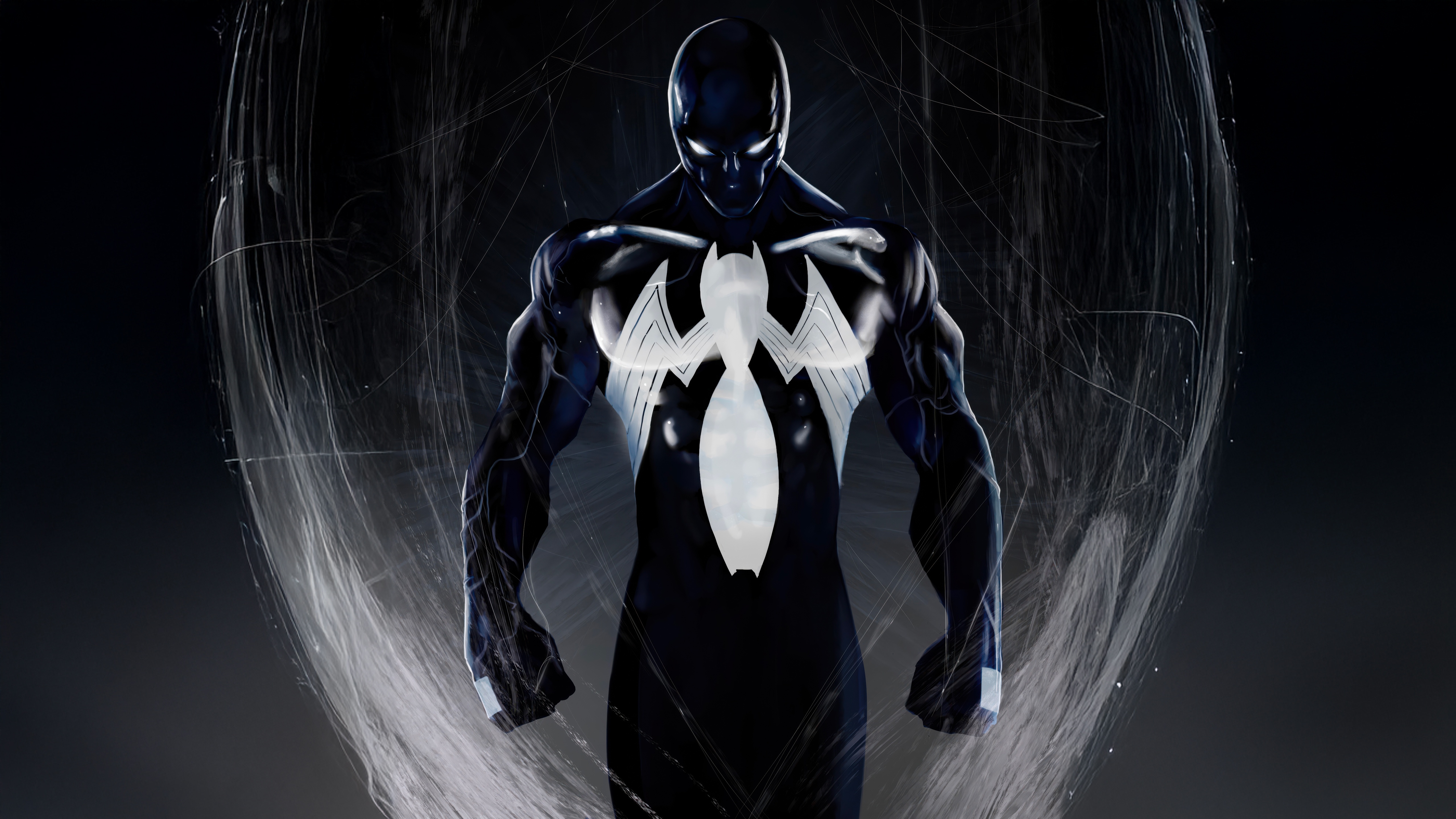 Venom Spiderman with White Spider Symbol HD Wallpaper