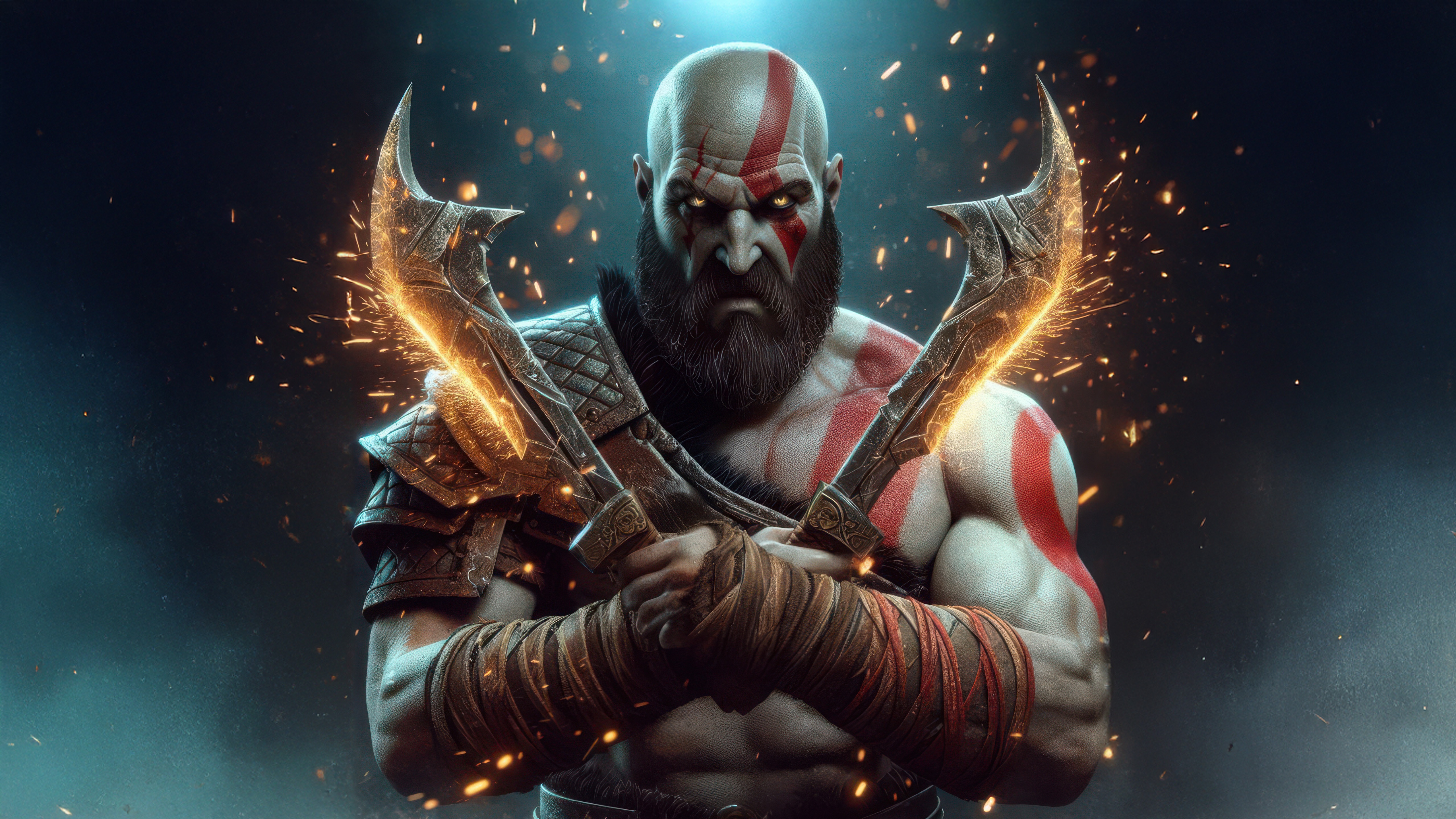 Kratos with Blades of Chaos HD Wallpaper