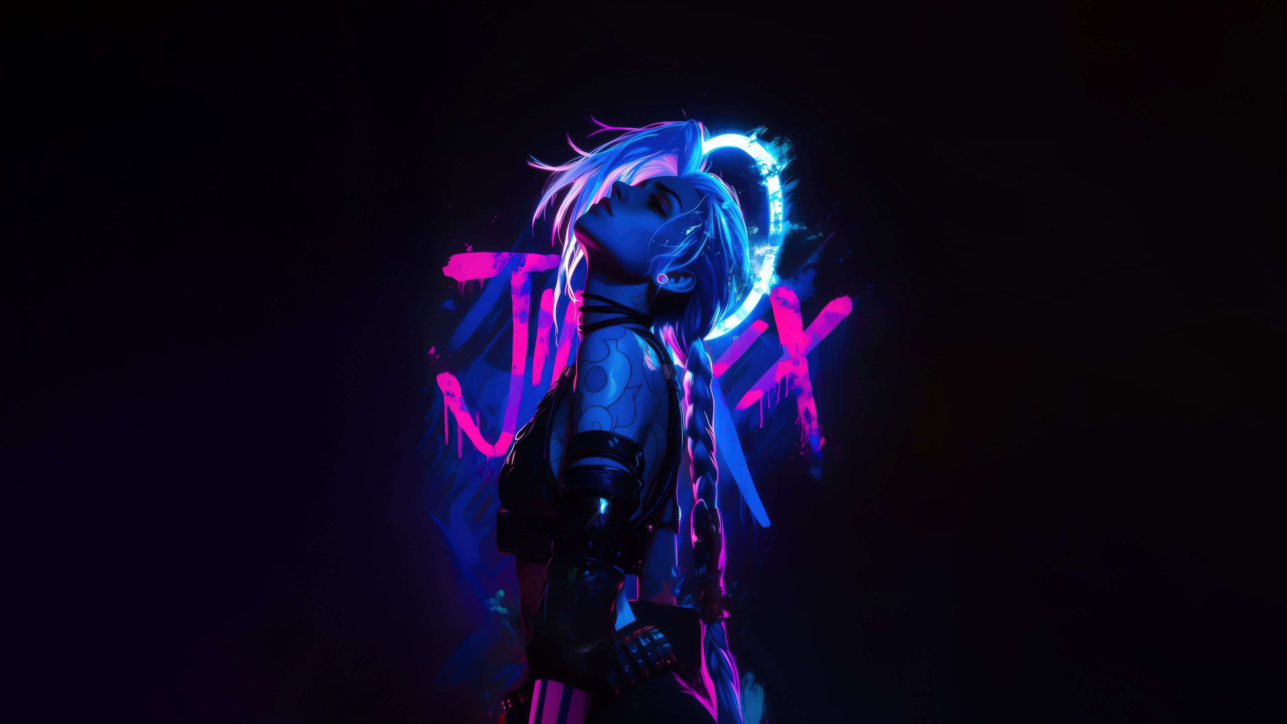 League of Legends Jinx Neon Portrait HD Wallpaper
