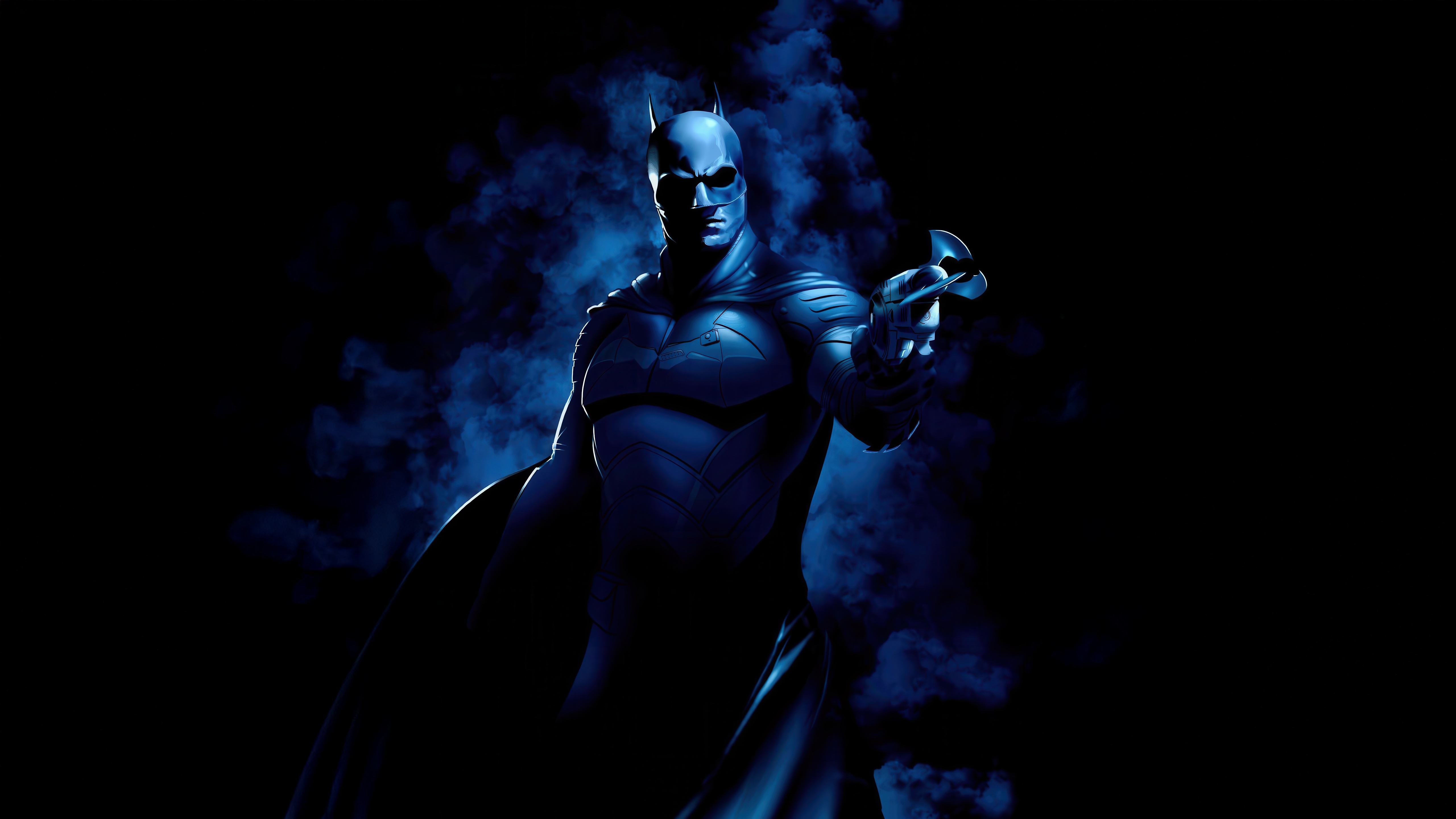 The Batman holding a Batarang in smoke HD Wallpaper