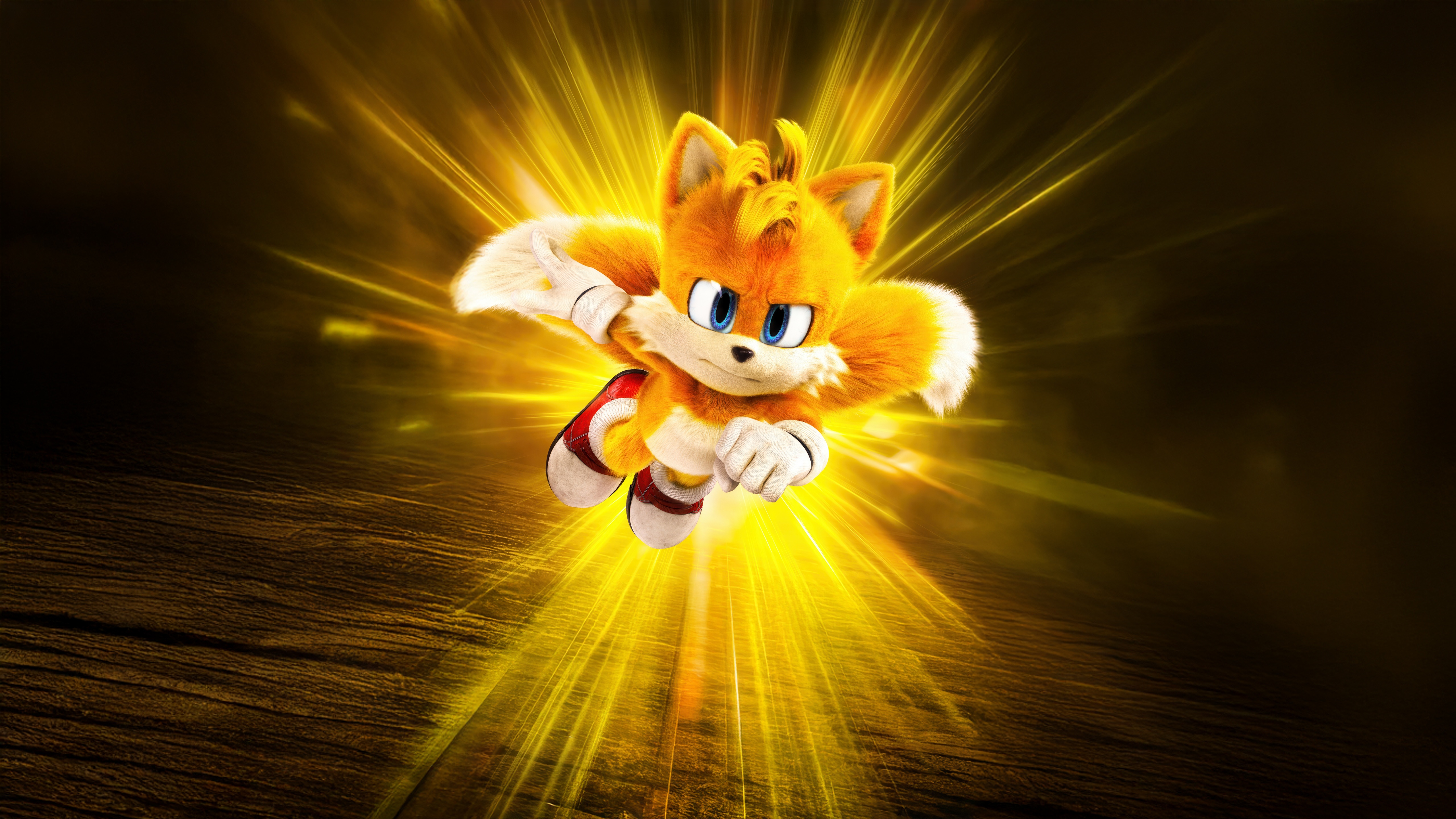 Tails flying with golden light HD Wallpaper