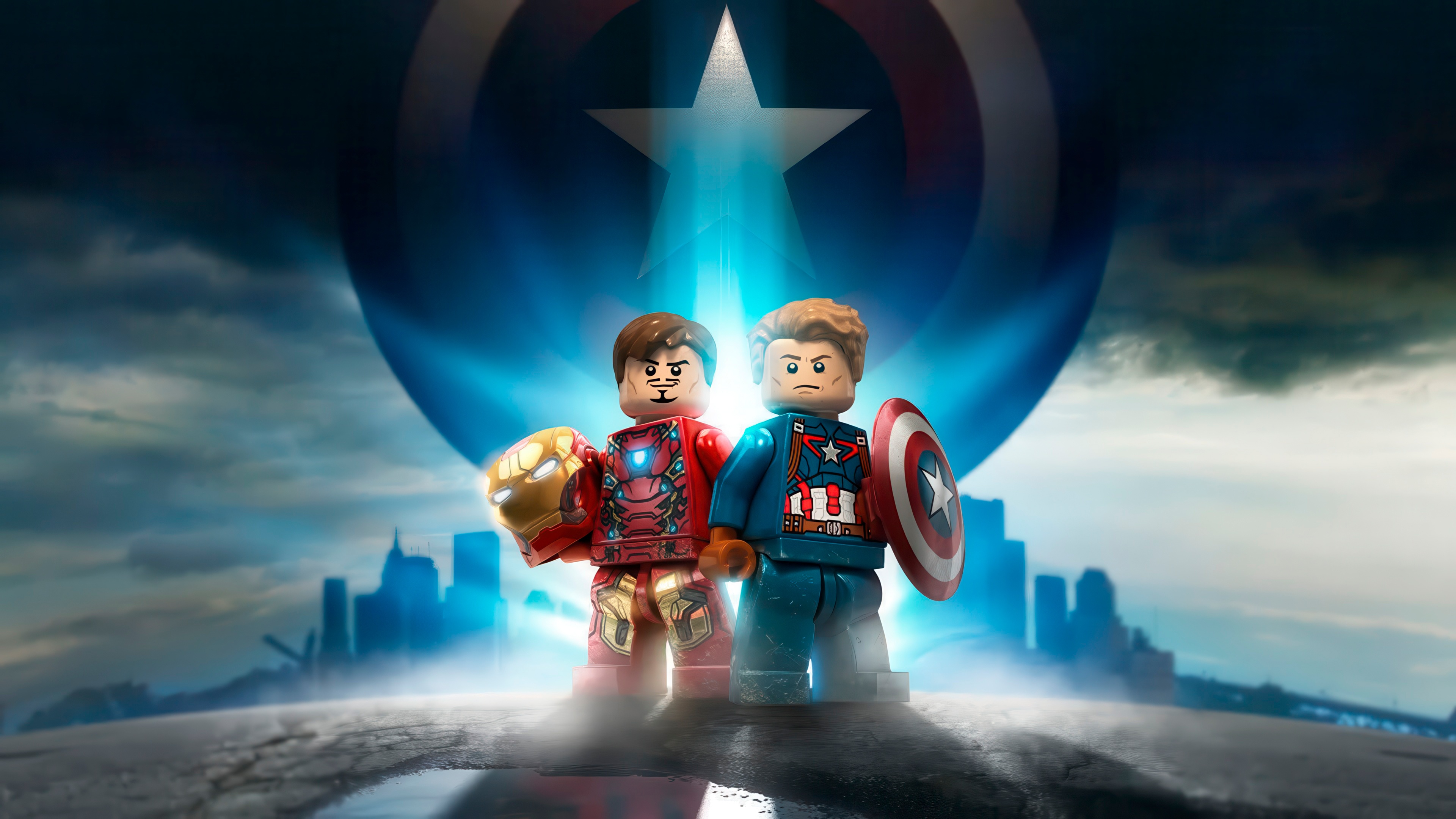 Lego Iron Man and Captain America with Fortnite background HD Wallpaper