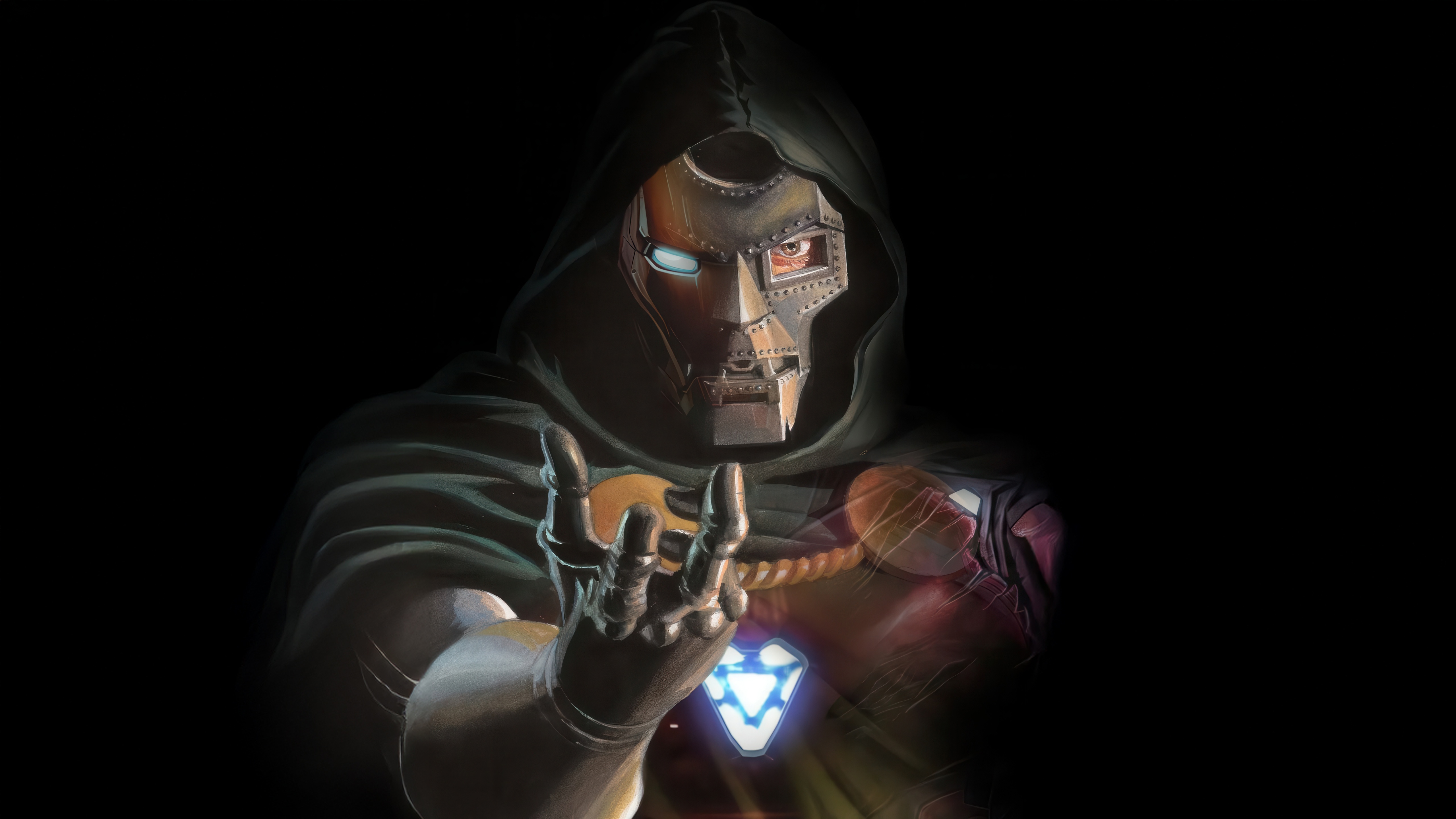 Doctor Doom with a glowing blue artifact HD Wallpaper