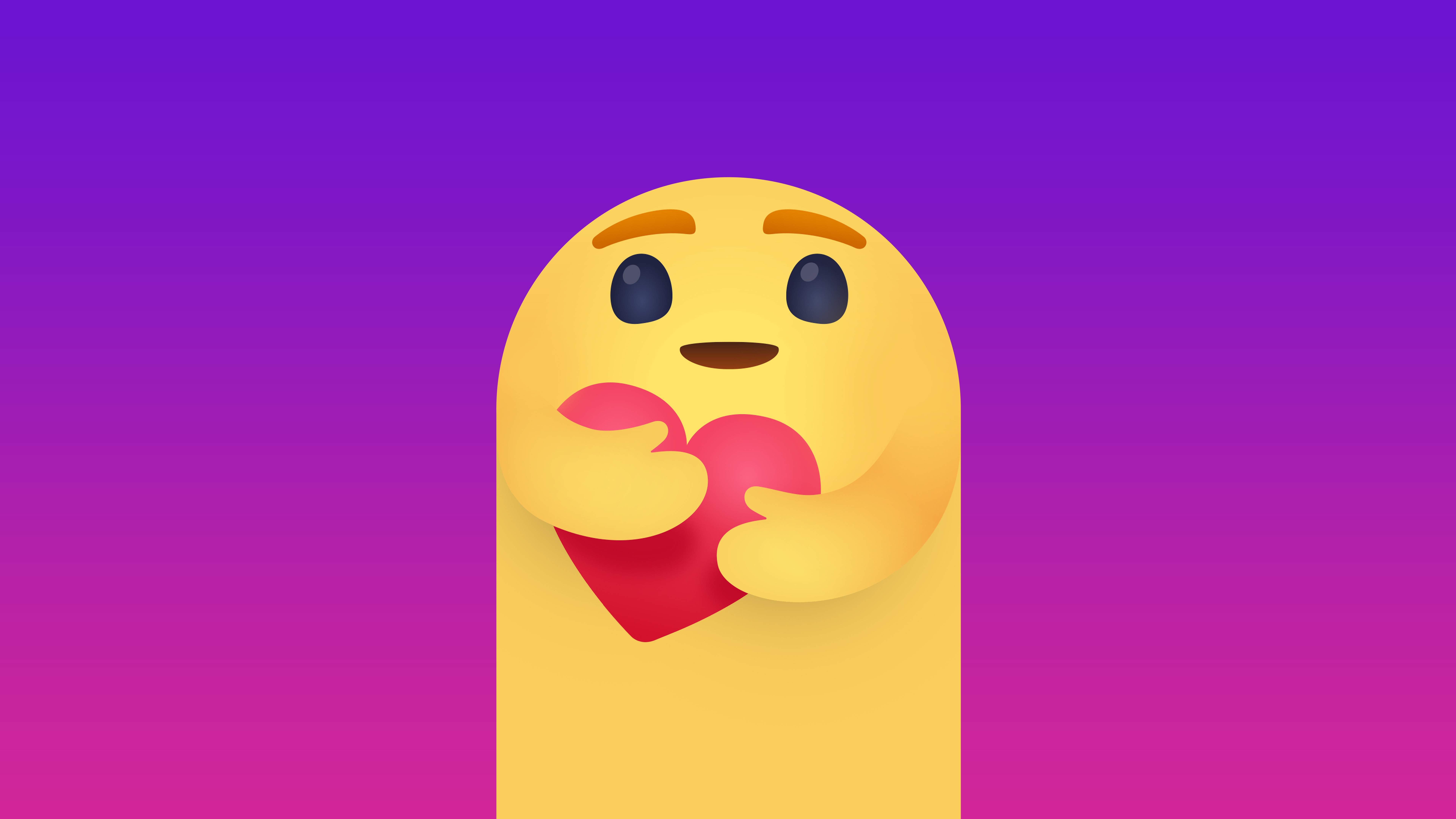 Yellow emoji character holding a red heart HD Wallpaper