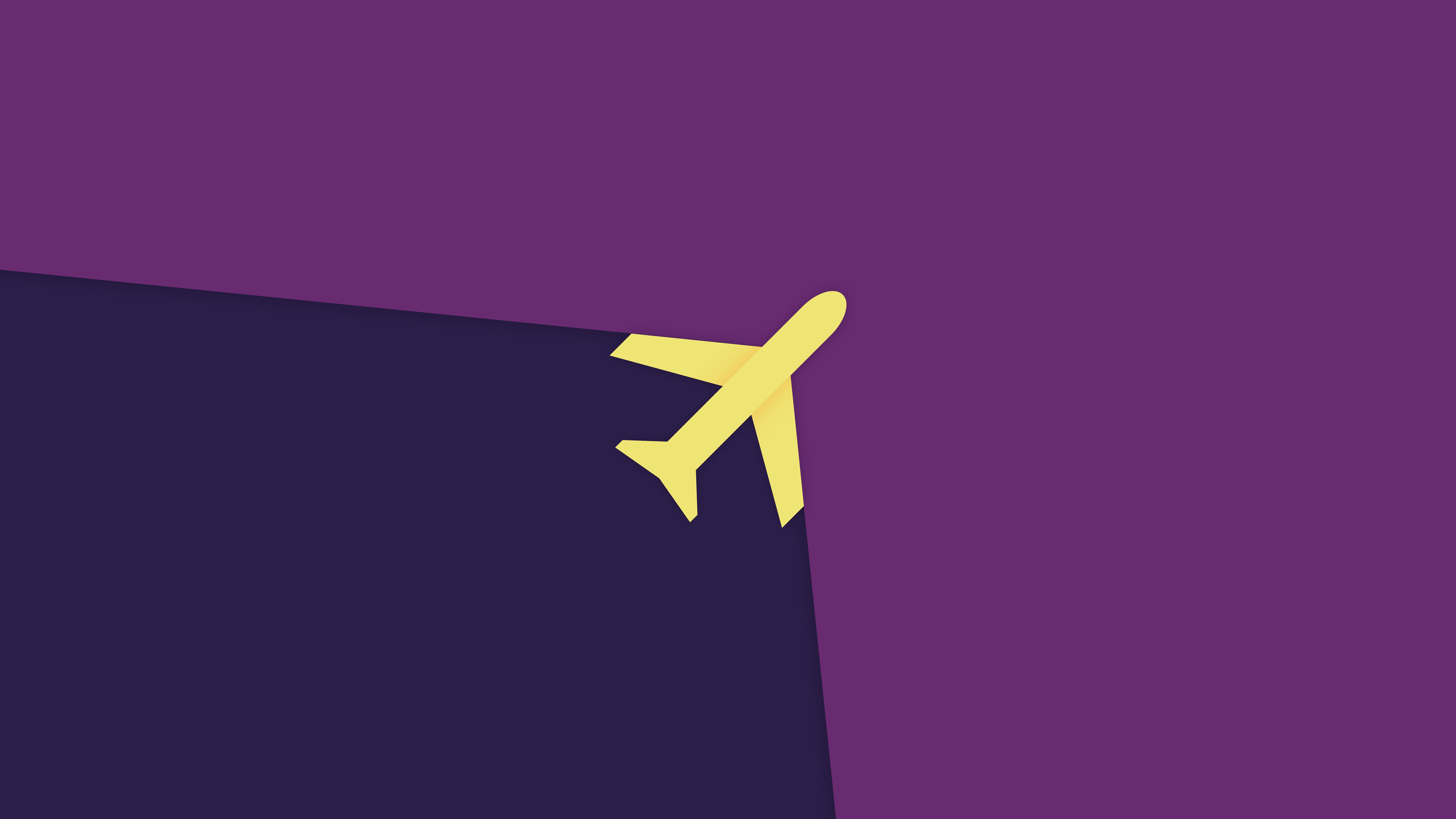 Yellow airplane on a purple background HD Wallpaper