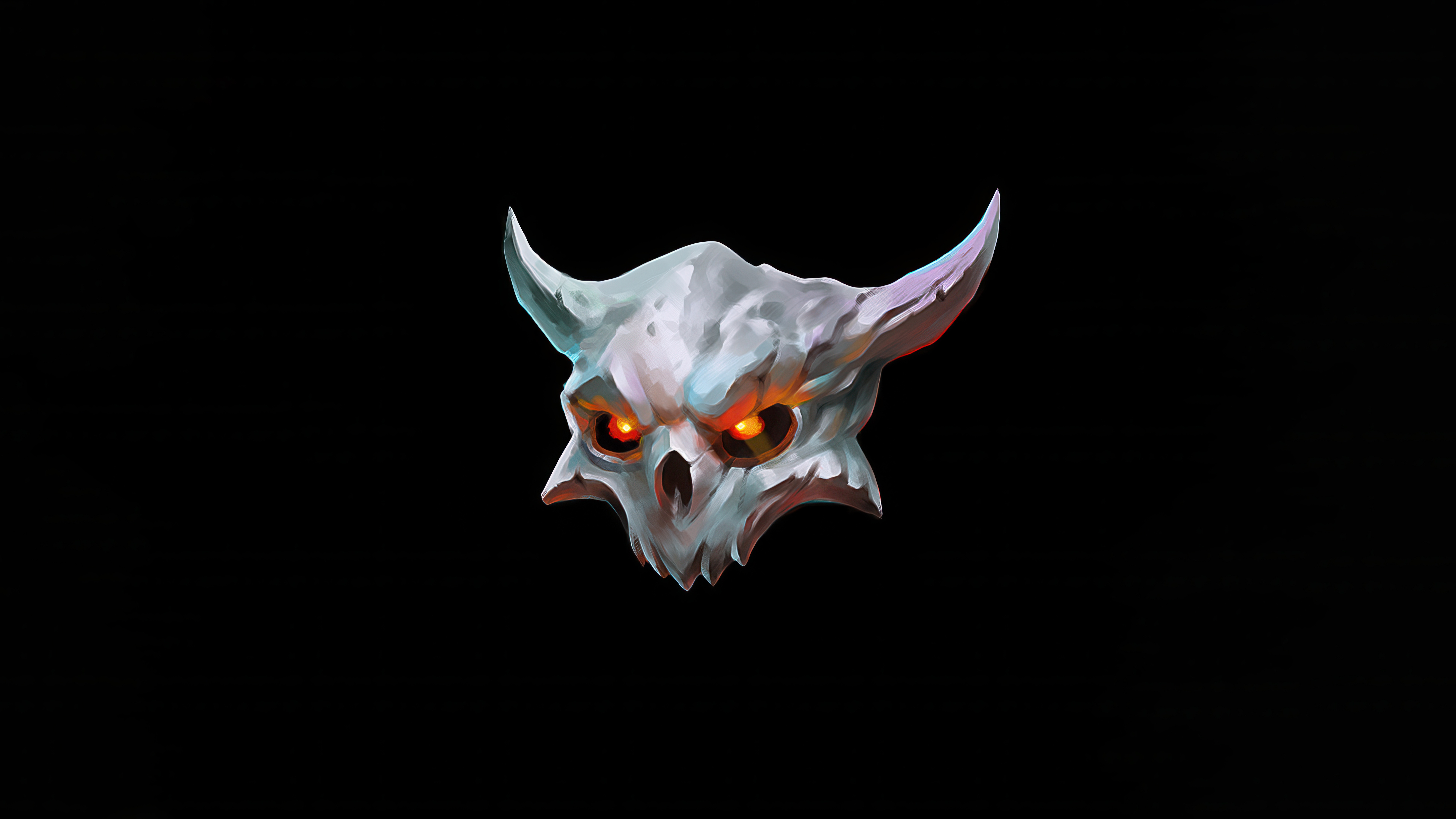 Skull with horns and glowing eyes HD Wallpaper