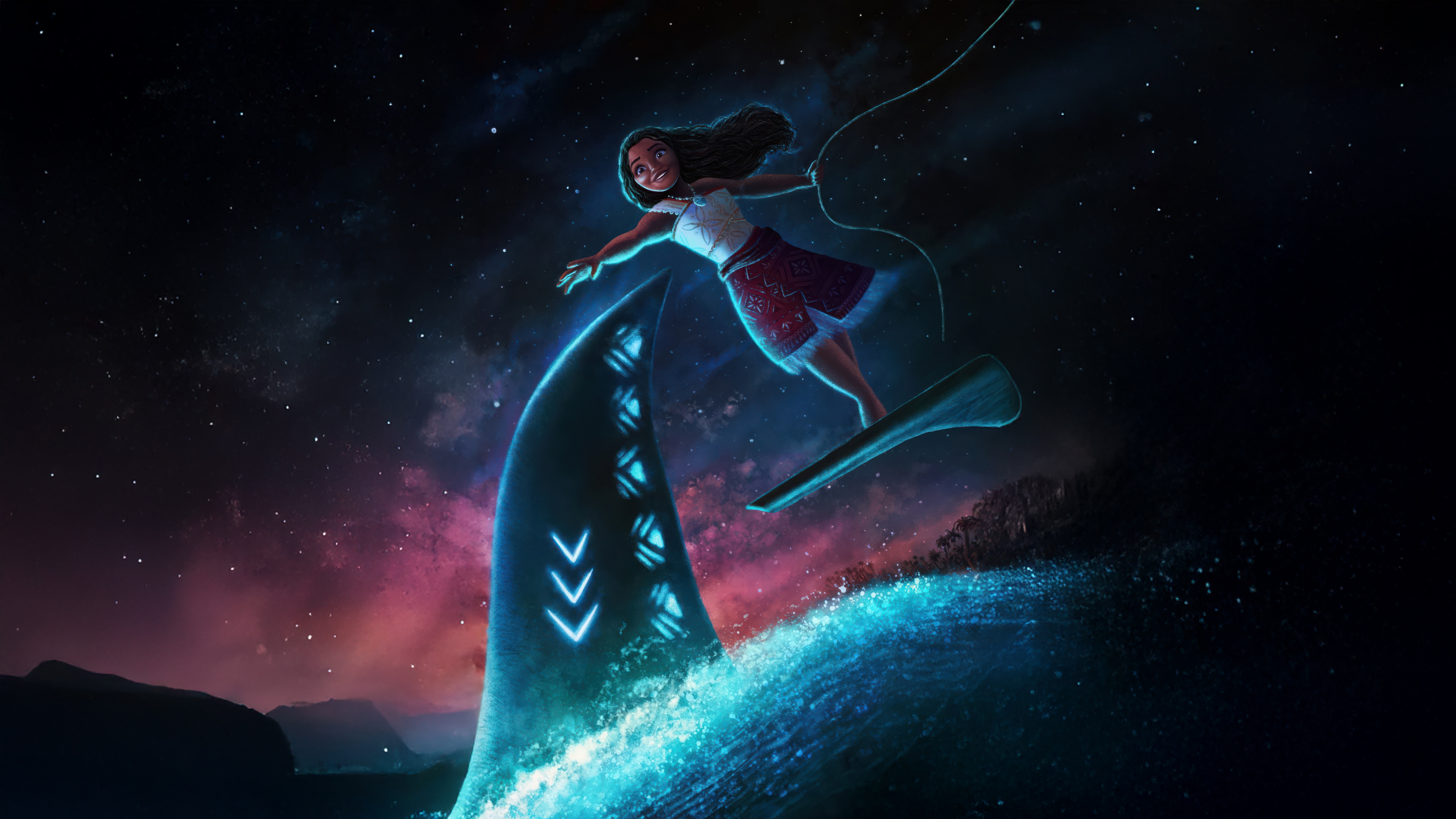 Aulii Cravalho as Moana surfing HD Wallpaper