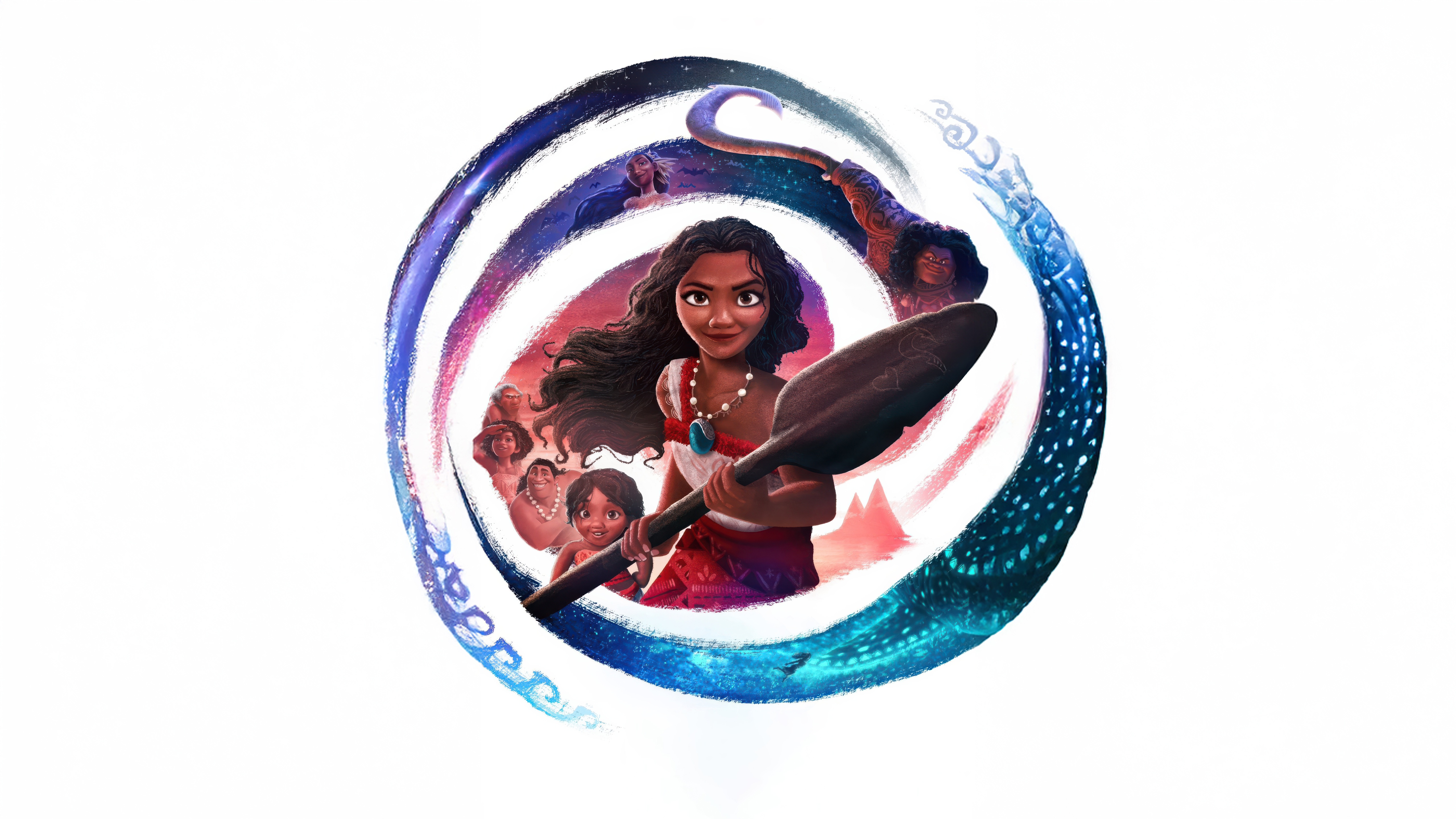 Moana and her ancestors in a swirling vortex HD Wallpaper