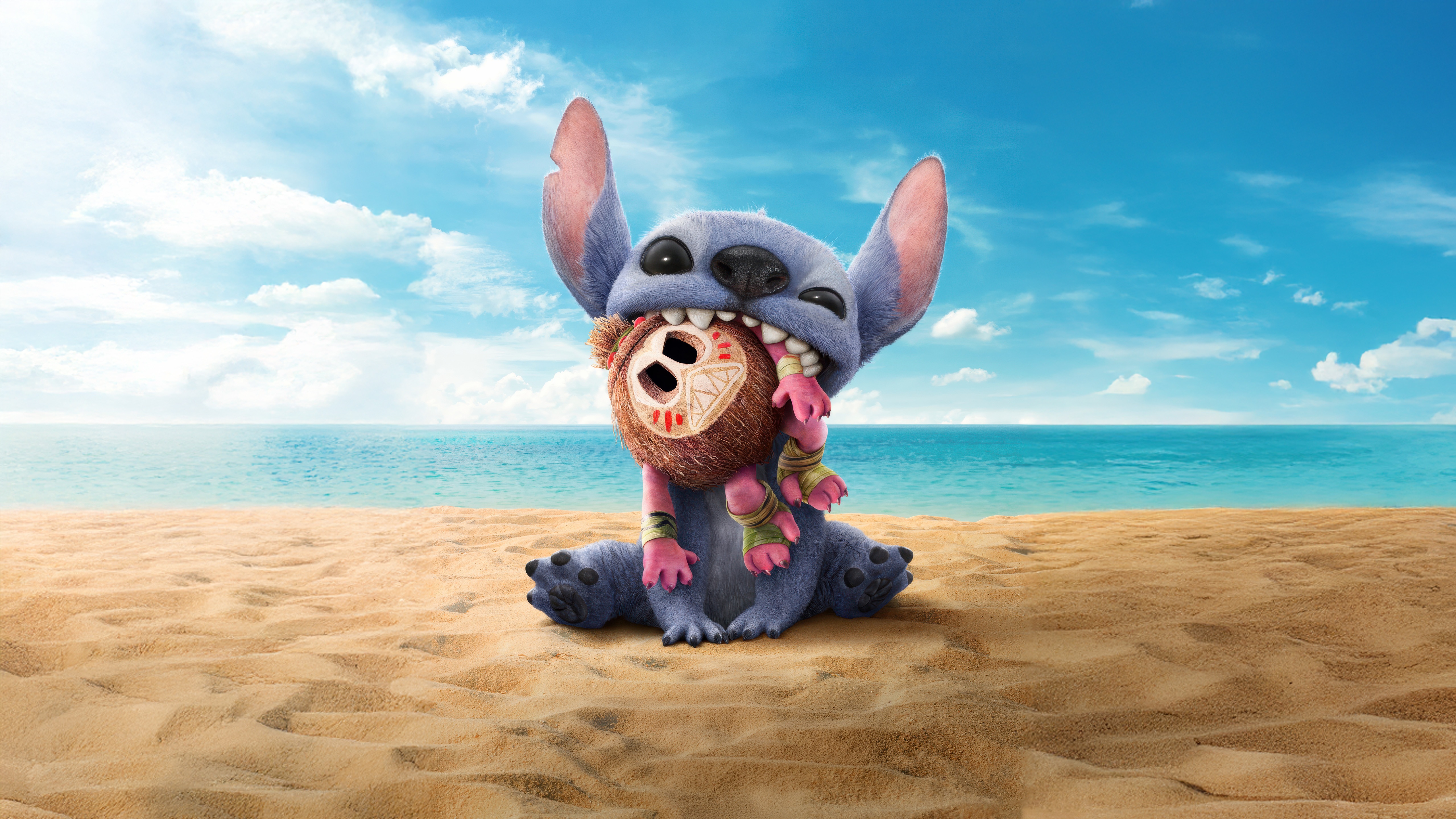 Lilo and Stitch on a Beach HD Wallpaper