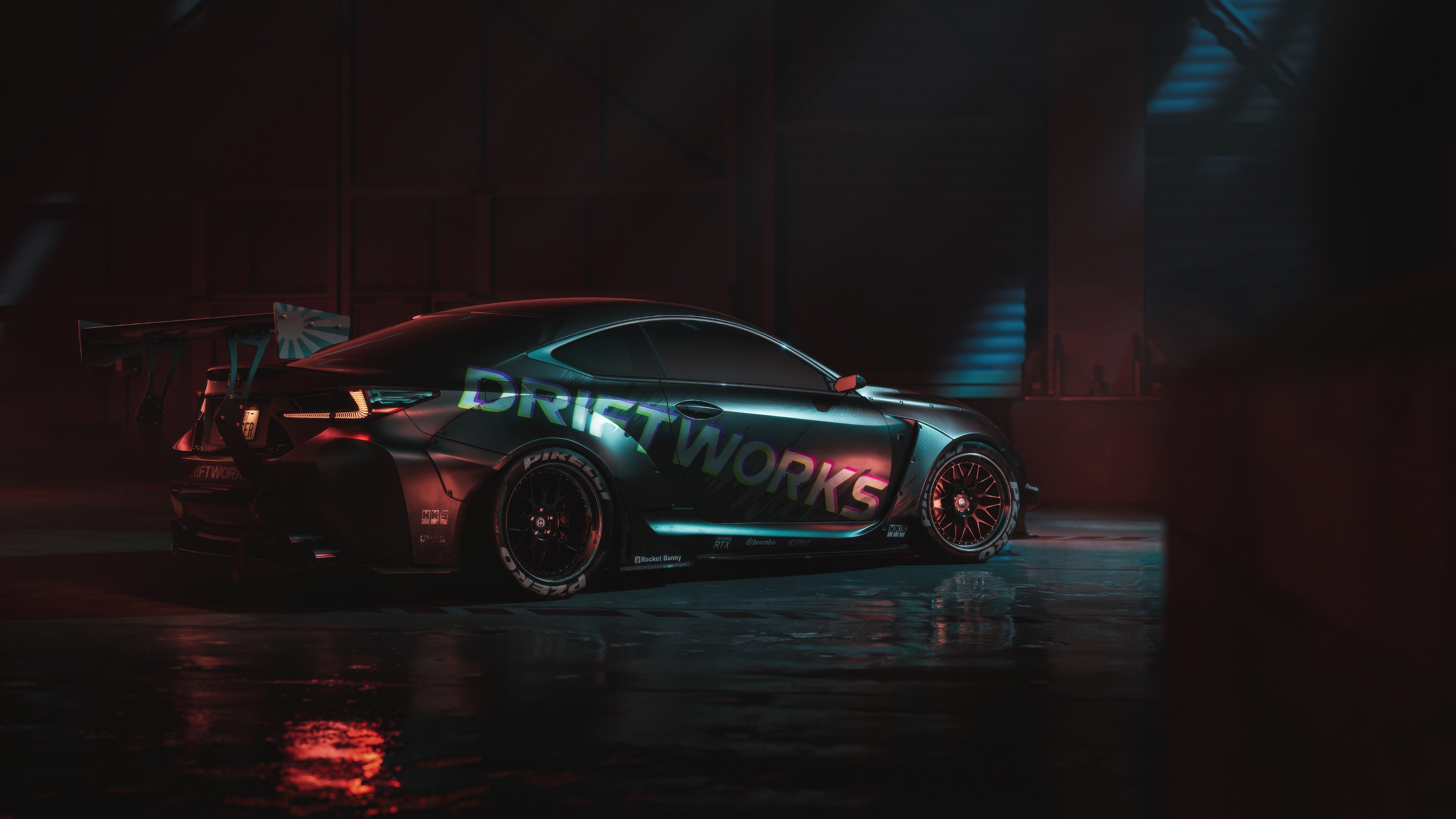 Lexus RC F Driftworks Car with Japanese Flag HD Wallpaper