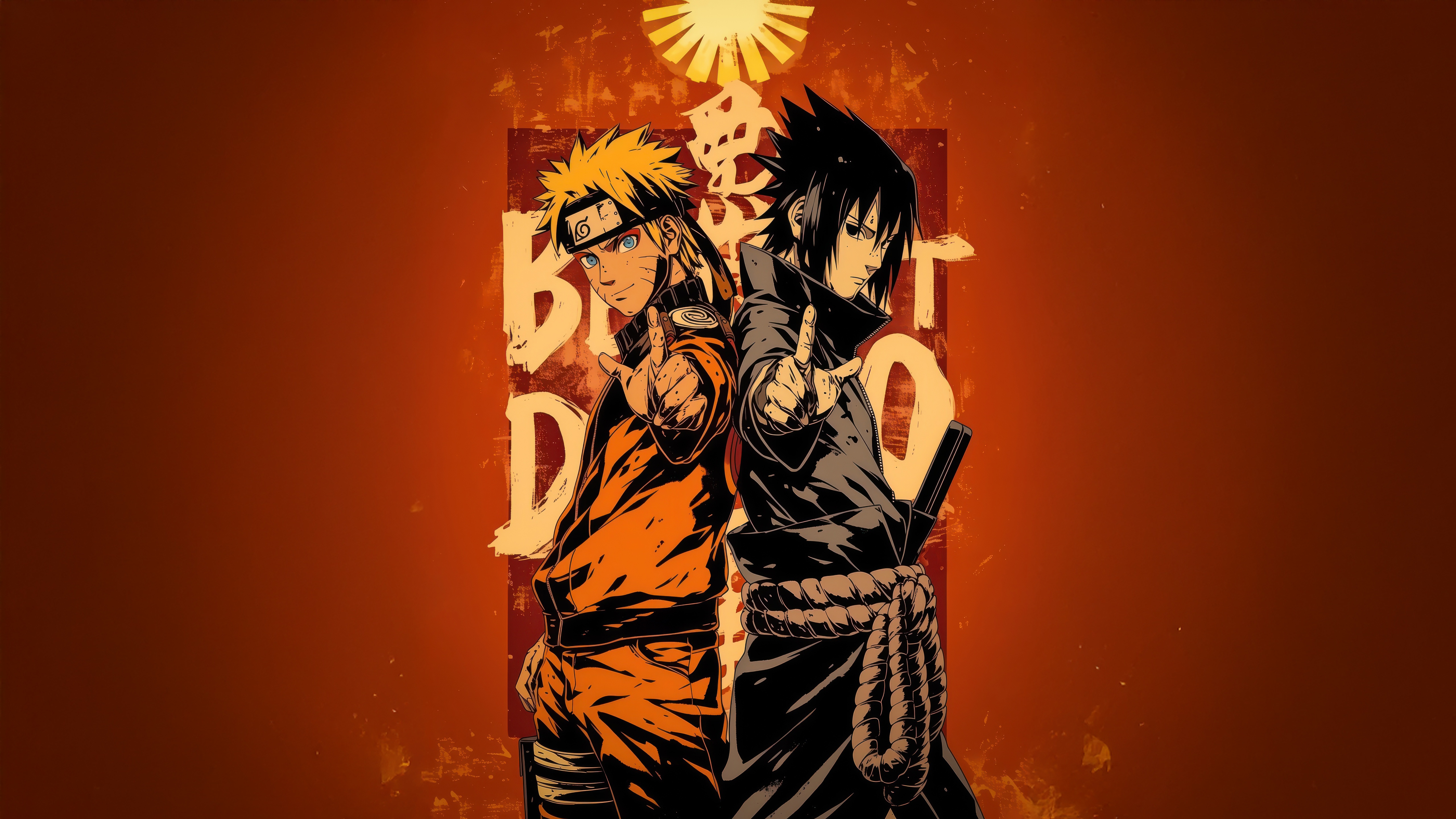 Naruto and Sasuke in a Confrontation HD Wallpaper