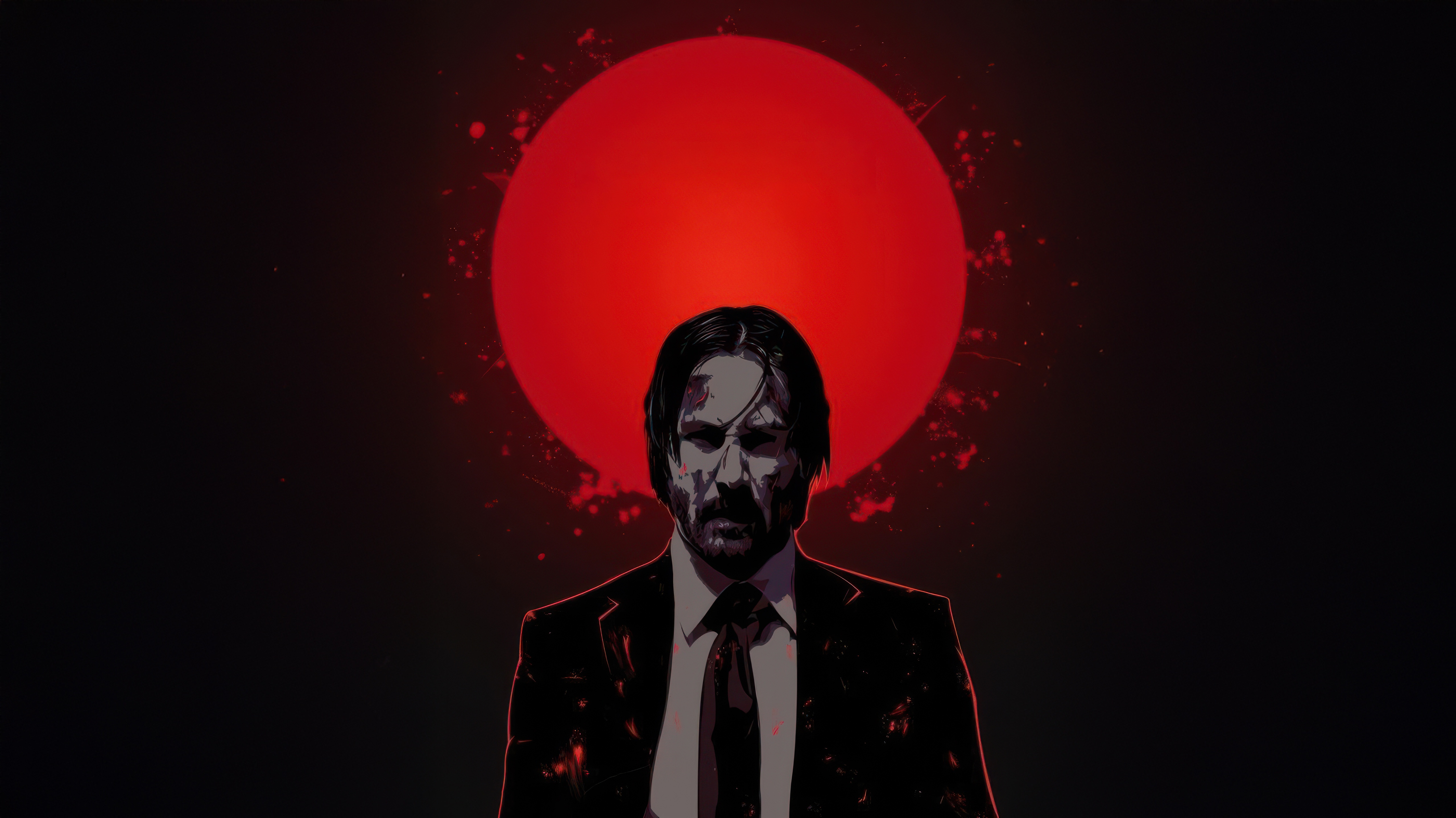 John Wick in front of a red sun HD Wallpaper