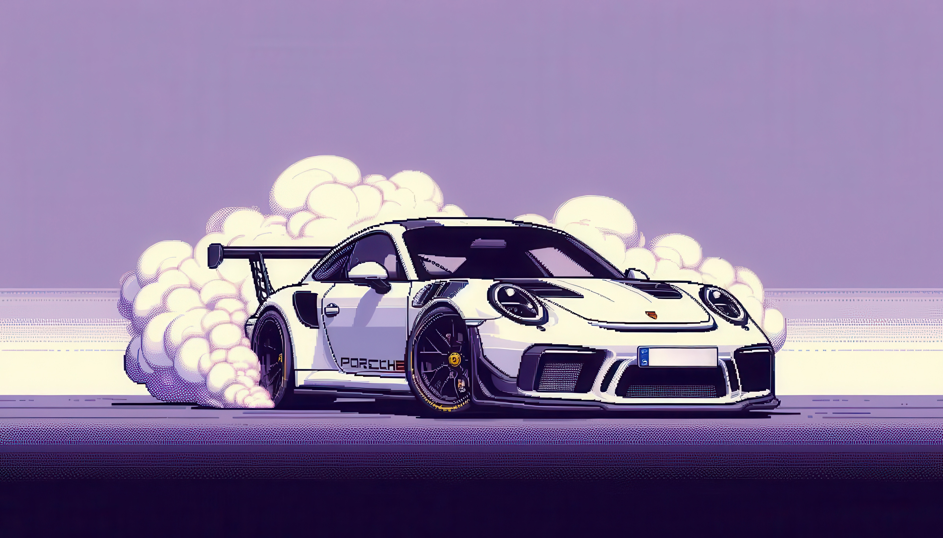 8 Bit Porsche 911 GT3 RS with Smoke HD Wallpaper