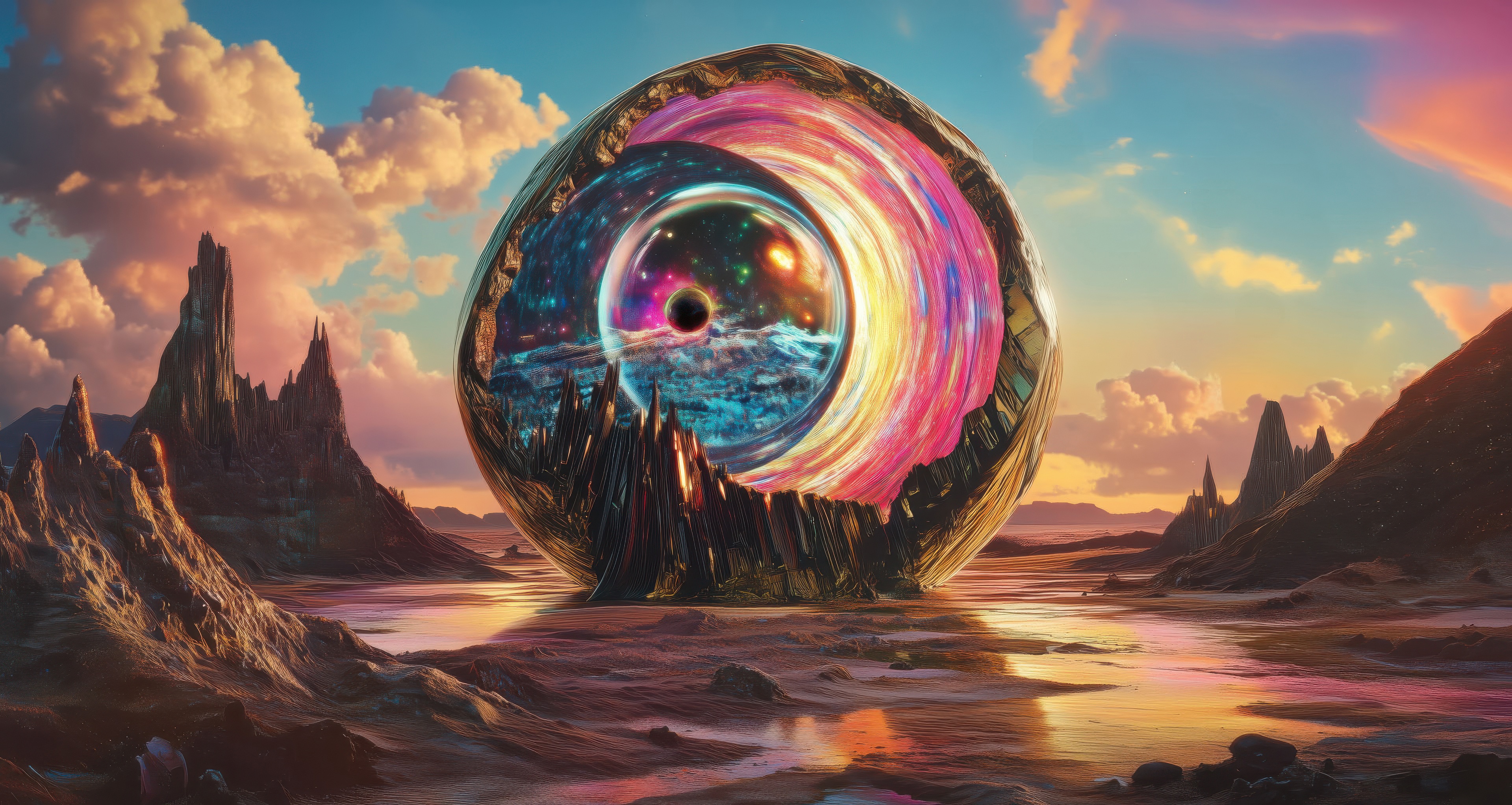 Portal of Infinite Realities in a Cosmic Landscape HD Wallpaper