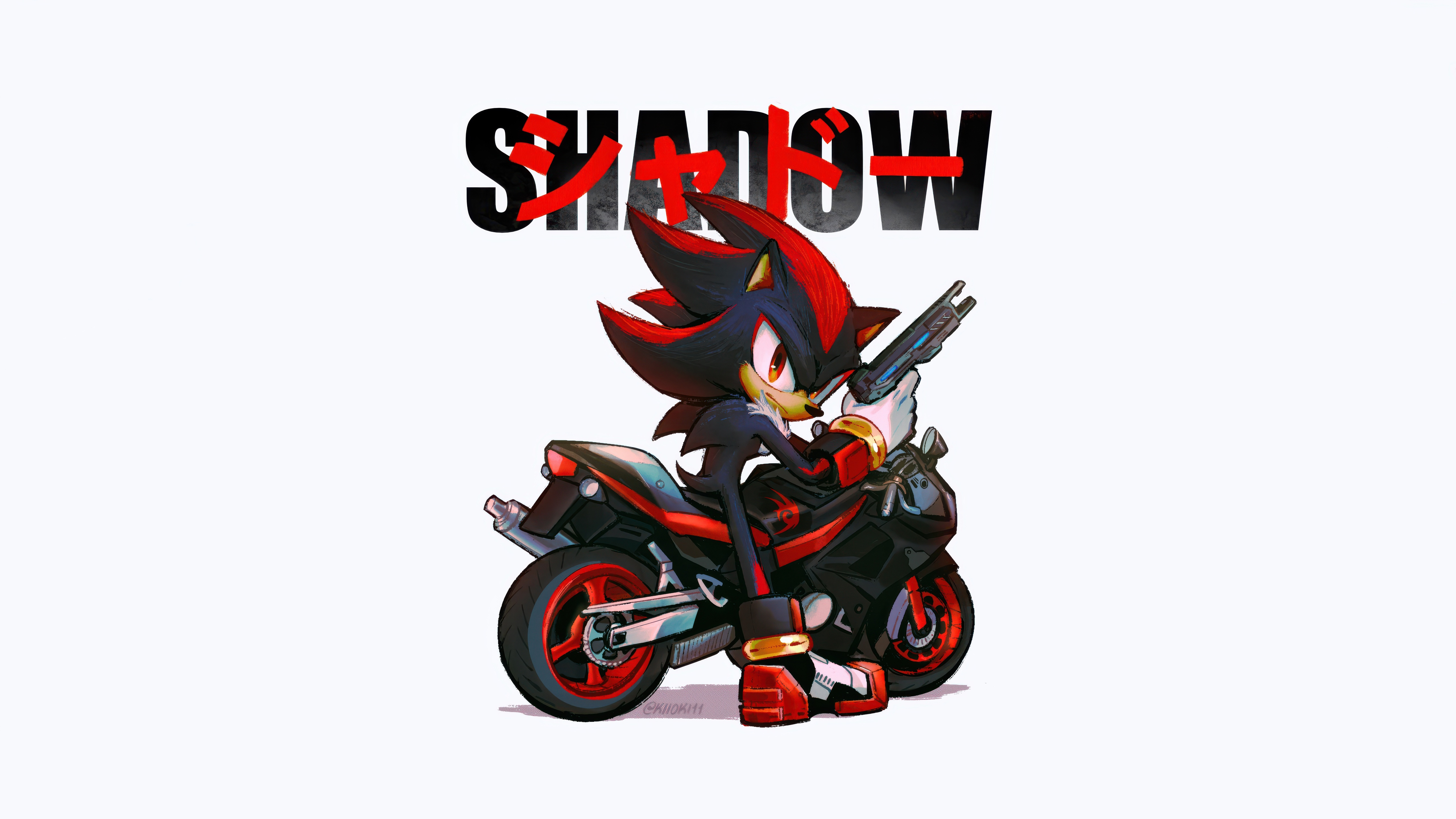 Shadow the Hedgehog on a Motorcycle with Guns HD Wallpaper