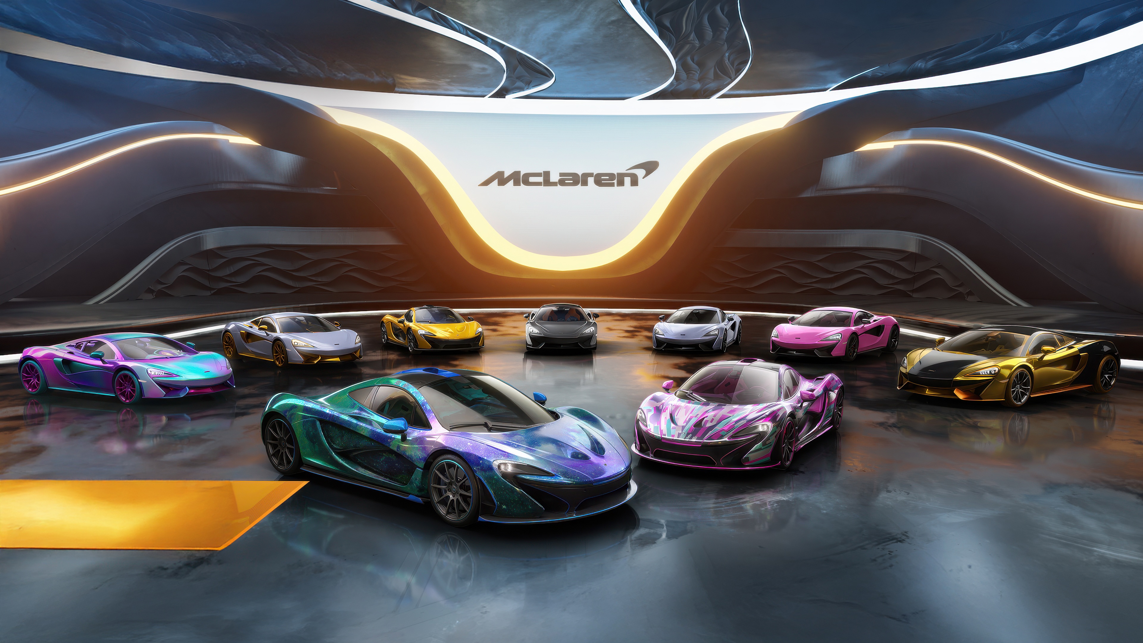 McLaren Cars in Futuristic Setting HD Wallpaper