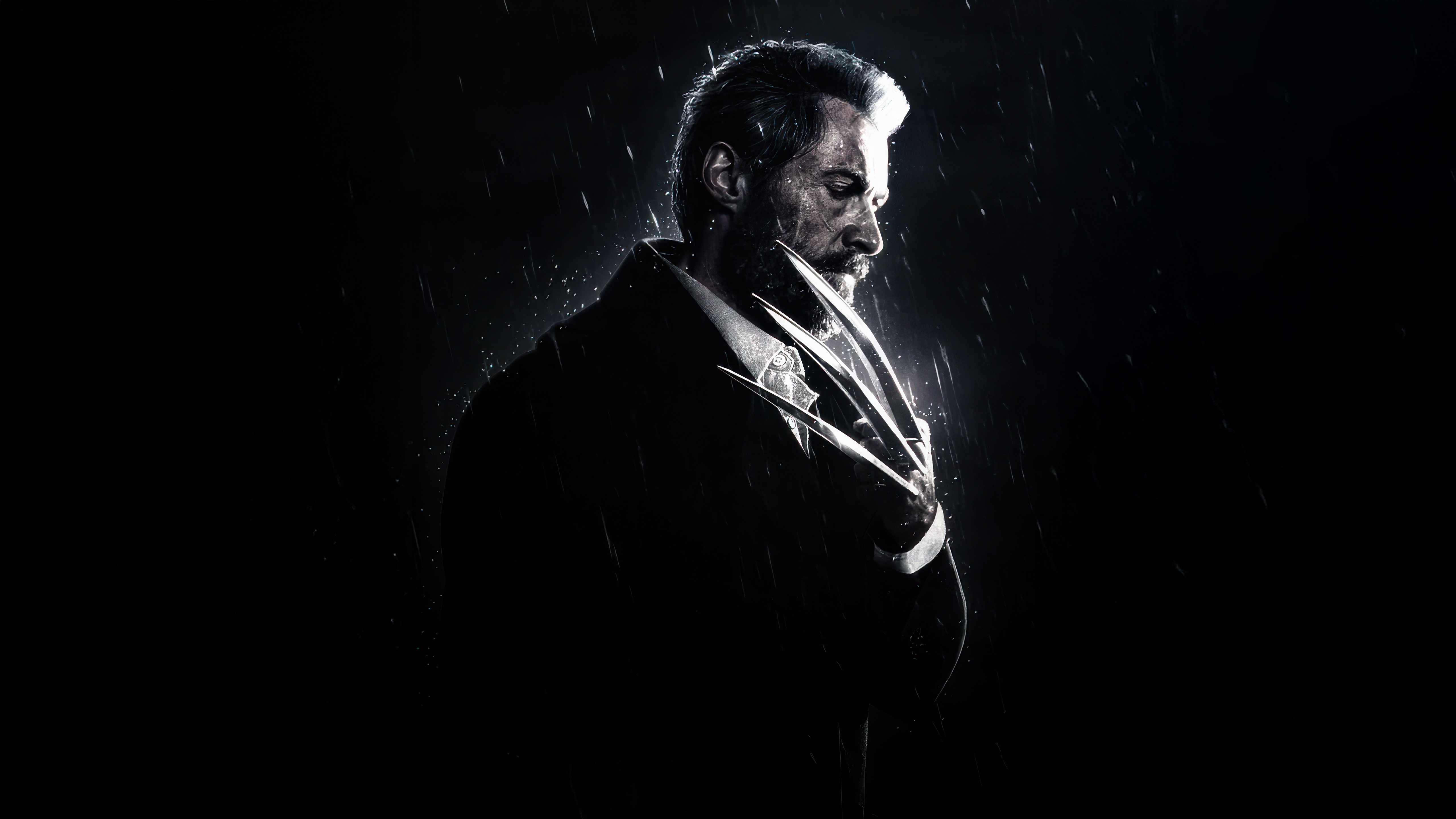 Logan with Adamantium Claws in Rain HD Wallpaper