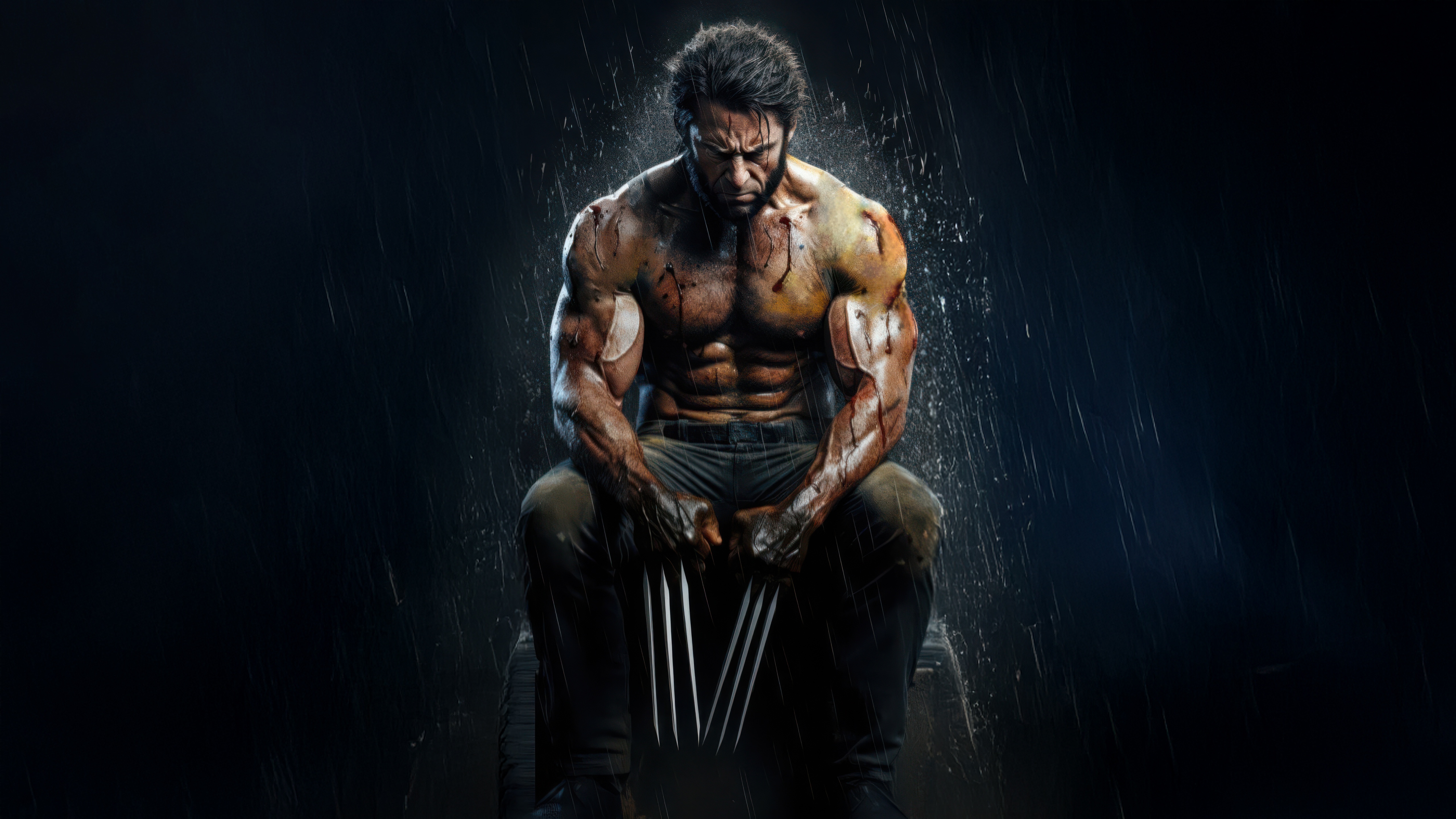 Wolverine Sitting with Claws Extended HD Wallpaper